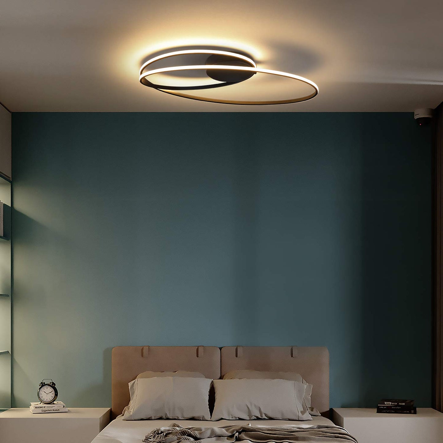 ZMH LED Deckenleuchte Deckenlampe Wohnzimmer - 36W Wohnzimmerlampe Schlafzimmer 3000K Warmwei? Schlafzimmerlampe Schwarz Modern Design Deckenbeleuchtung Ring K¨¹che f¨¹r Esszimmer B¨¹ro Flur Balkon Hotel