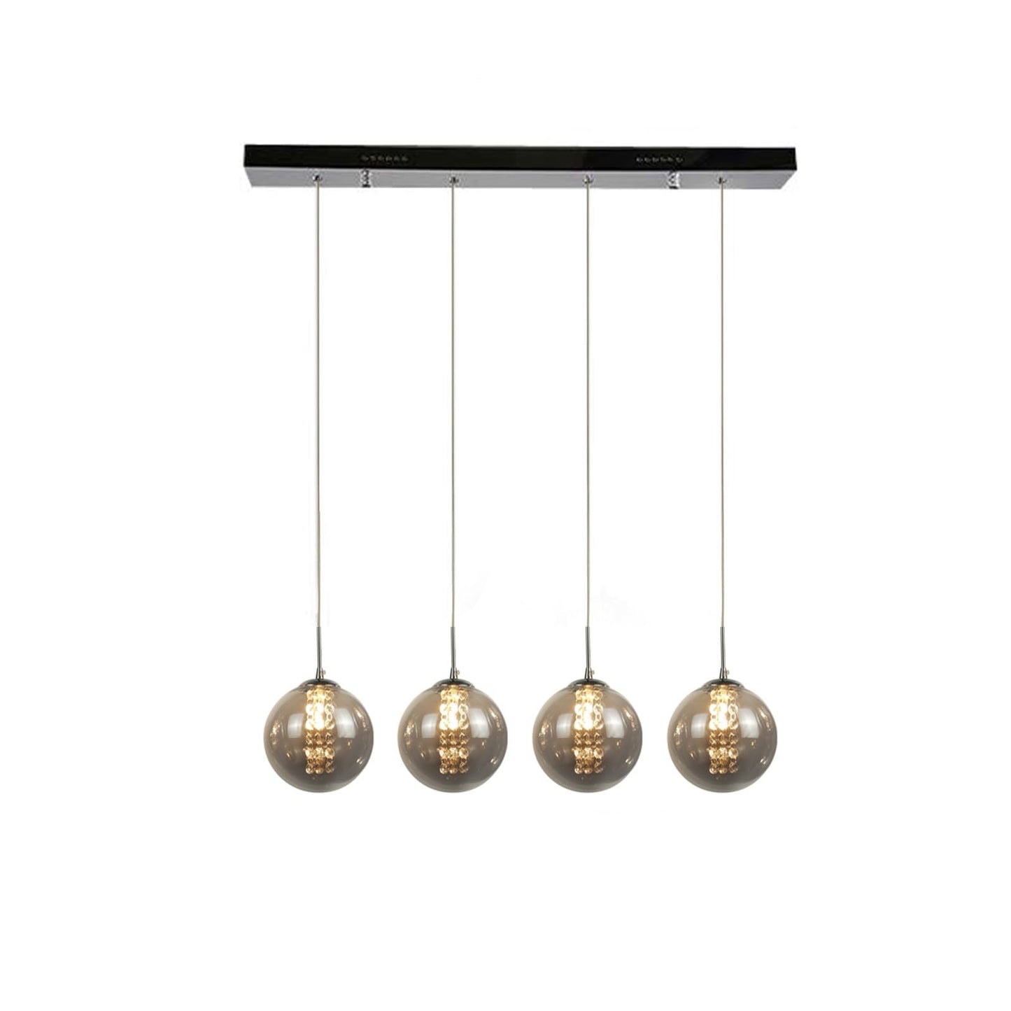 ZMH Pendelleuchte esstisch Pendellampe H?henverstellbar Kronleuchter H?ngeleuchte 4-Flammig Esszimmerlampe aus Glas in Farbe Grau Esstischlampe f¨¹r K¨¹chen Wohnzimmer Schlafzimmer Flur