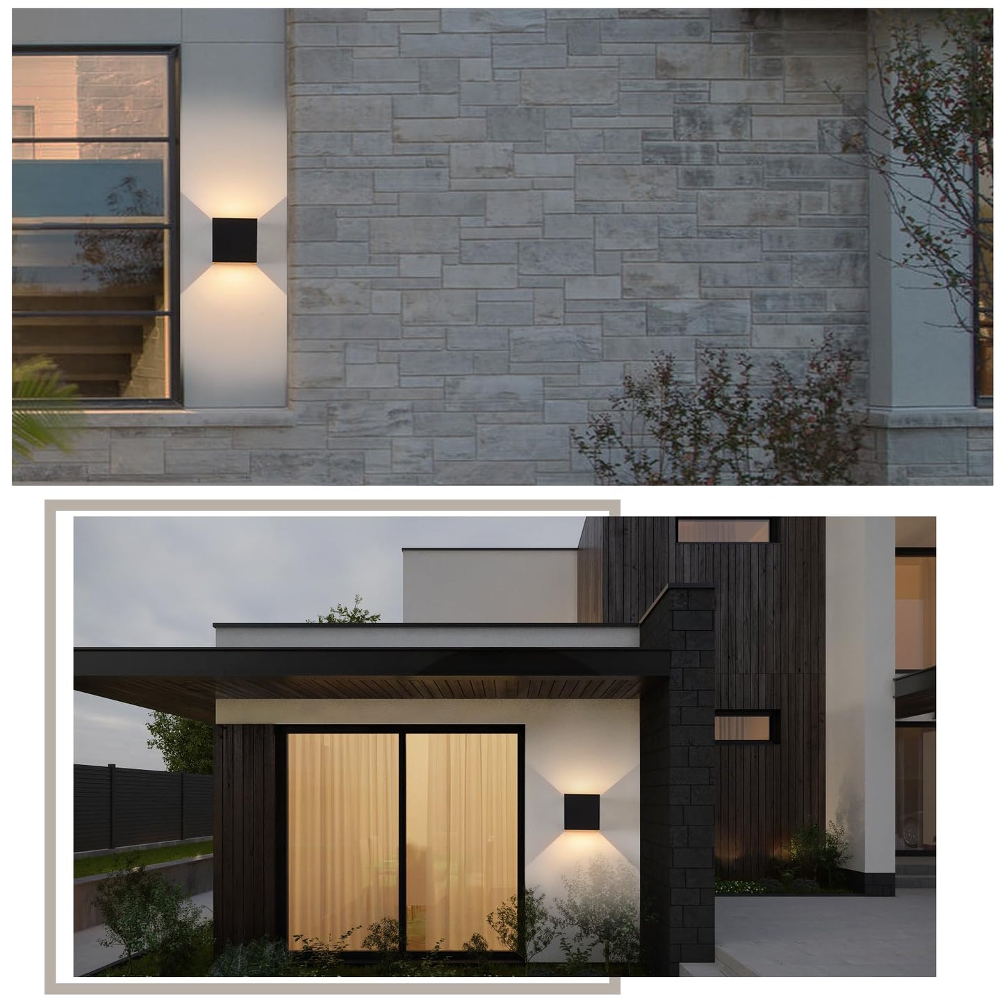 ZMH Wandleuchte Aussen LED Wandlampe innen: 2er Set Au?enwandleuchten Schwarz Gold Up Down Au?enlampe Wand 5W IP65 Wasserdicht Wandbeleuchtung einstellbar 3000K Au?enleuchte f¨¹r Huaswand Garten