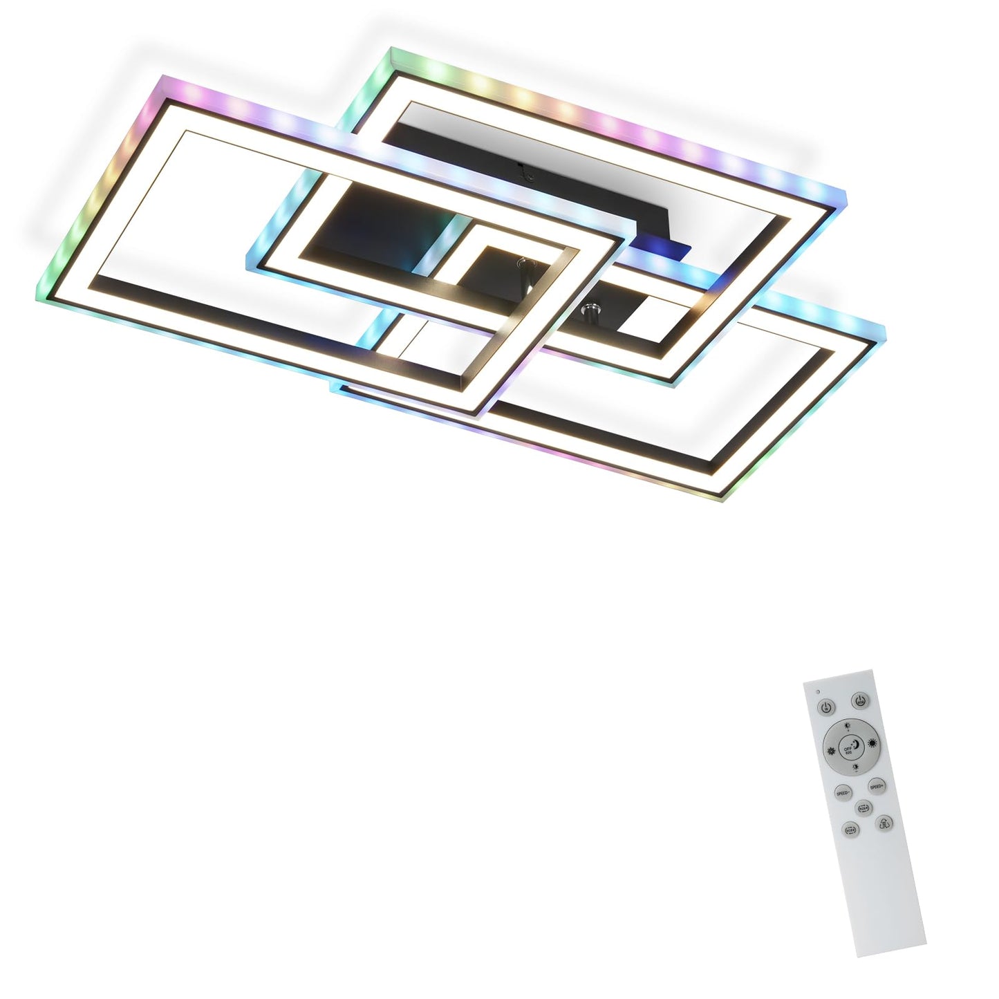 ZMH Deckenlampe LED Deckenleuchte Wohnzimmer - 45W Wohnzimmerlampe Schwarz Modern Schlafzimmerlampe Dimmbar mit Fernbedienung RGB Farbwechsel Schlafzimmer Deckenbeleuchtung Geometrisch f¨¹r K¨¹che