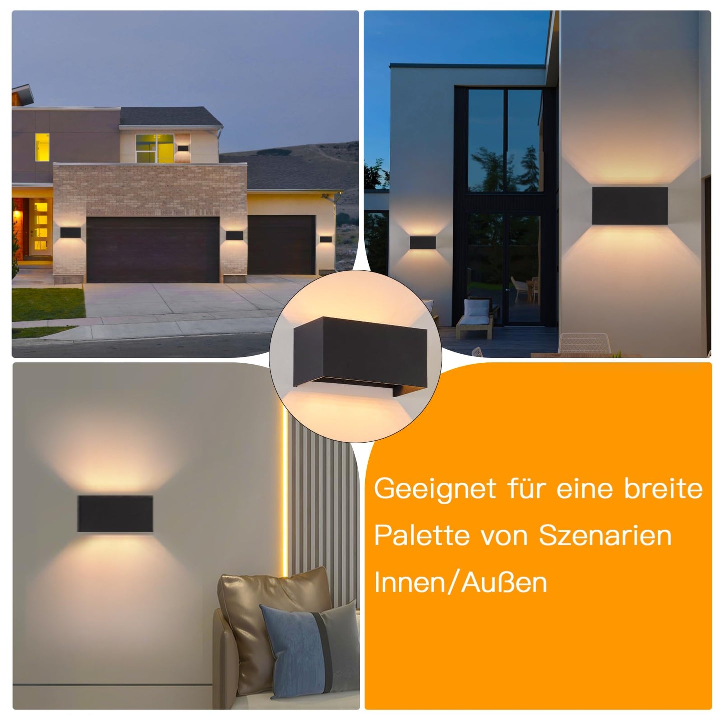 ZMH LED Wandleuchte Innen Wandlampe - Aussenlampe Schwarz Wandbeleuchtung Aussen Außenlampe Up Down IP65 Außenbeleuchtung 3000K Warmweiß Außenwandleuchte G9 für Hauswand Treppenhaus Flur Garten