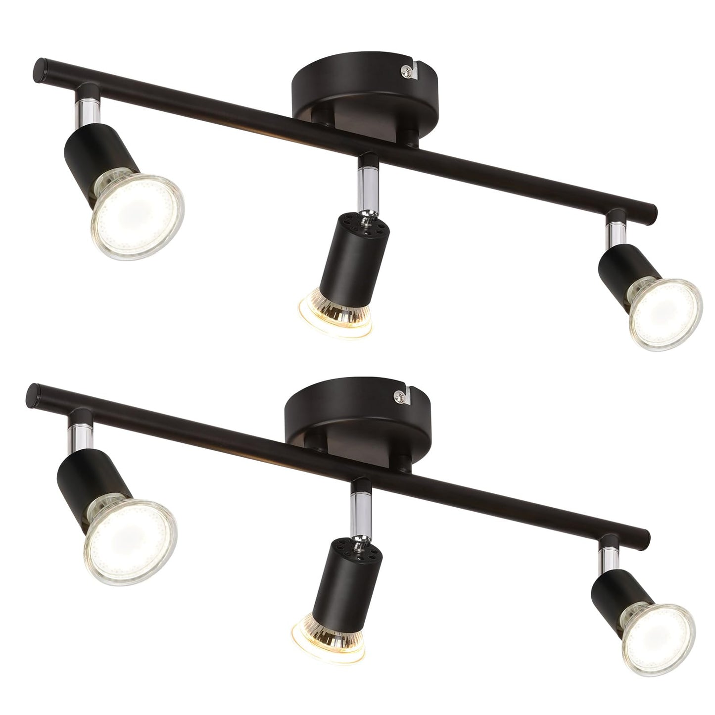 ZMH Deckenstrahler Schwarz 3 Flammig Deckenleuchte - 2ER Deckenspots Schwenkbar GU10 330¡ã Drehbar Deckenlampe Modern Metall Spot Decke Wohnzimmer Schlafzimmer Flur