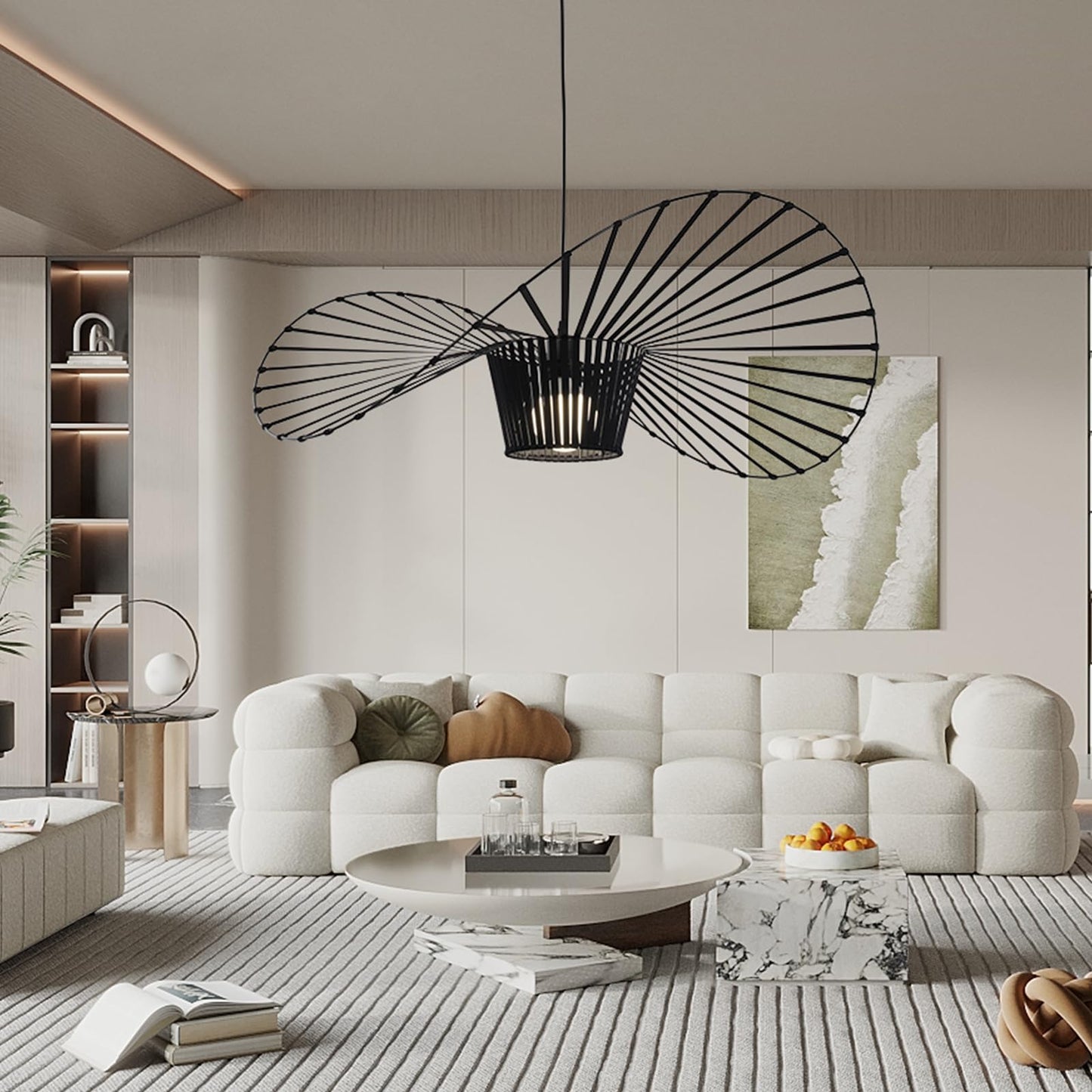ZMH Kronleuchter Modern H?ngelampe Schwarz - Pendelleuchte Wohnzimmer 120CM Pendellampe E27 Hutdesign-H?ngeleuchte H?henverstellbar Max. 40W ohne Leuchtmittel