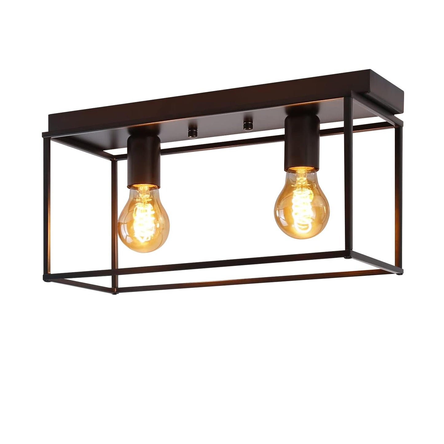 ZMH Deckenleuchte E27 Deckenlampe Retro - Schwarz industrial Flurlampe f¨¹r Schlafzimmer Wohnzimmer Vintage Lampe aus Metall mit 2 Flammig Deckenbeleuchtung f¨¹r K¨¹che max. 25W - Ohne Leuchtmittel