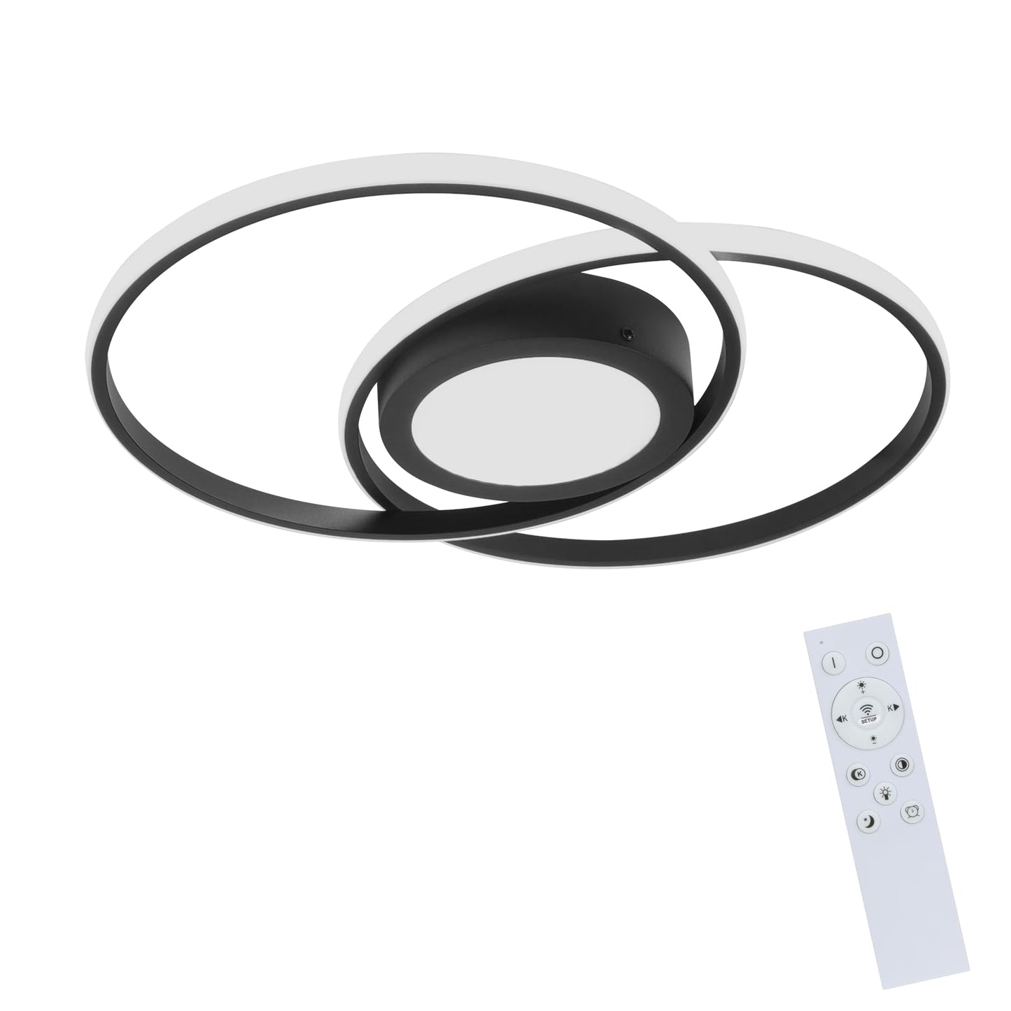 ZMH Deckenleuchte LED Wohnzimmerlampe Modern - Deckenlampe 48W mit Fernbedienung Schwarz Schlafzimmerlampe f¨¹r Wohnzimmer Schlafzimmer