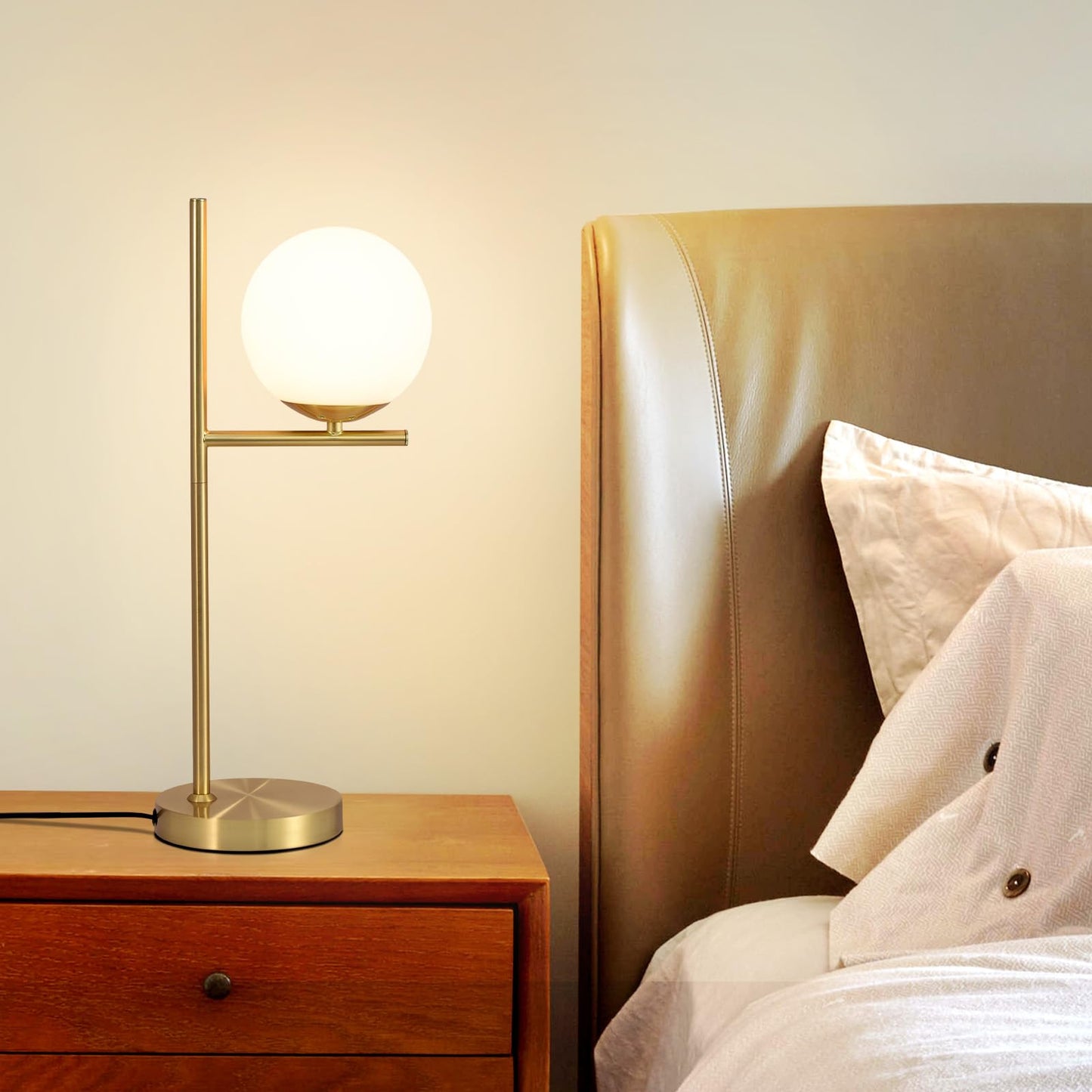 ZMH Tischlampe Wohnzimmer Modern Nachttischlampe - Tischleuchte Gold aus Wei? Glas E27 Fassung Industrial Nachttischleuchte Metall Design nachttischlampe mit Schalter f¨¹r Schlafzimmer B¨¹ro