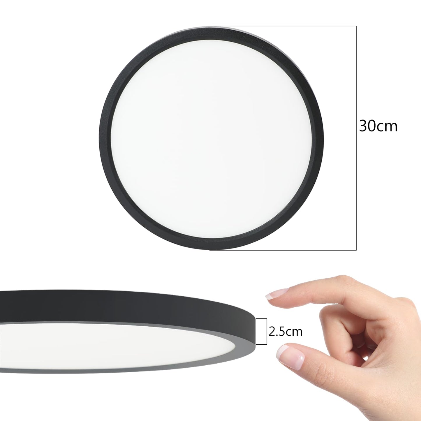 ZMH LED Deckenleuchte Flach Deckenlampe Wohnzimmer - 36W Wohnzimmerlampe Dimmbar mit Fernbedienung RGB Farbwechsel Lampe Schlafzimmer Rund Schwarz Rund IP44 Deckenlampe Badezimme