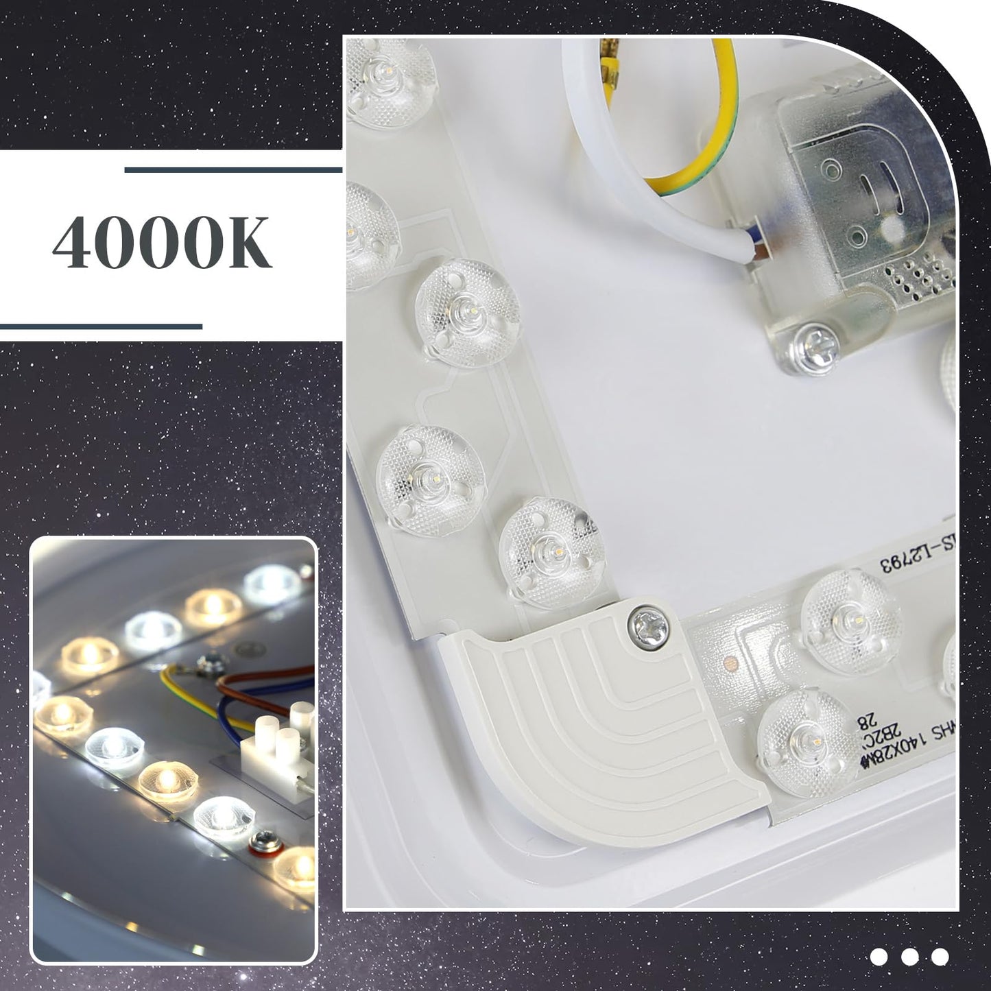 ZMH Deckenlampe LED Deckenleuchte Schlafzimmer - ?30cm 18W Schlafzimmerlampe Badezimmer Deckenbeleuchtung Sternenhimmel Rund Badlampe 4000K IP44 Wasserdicht f¨¹r Bad K¨¹che Kinderzimmer Flur