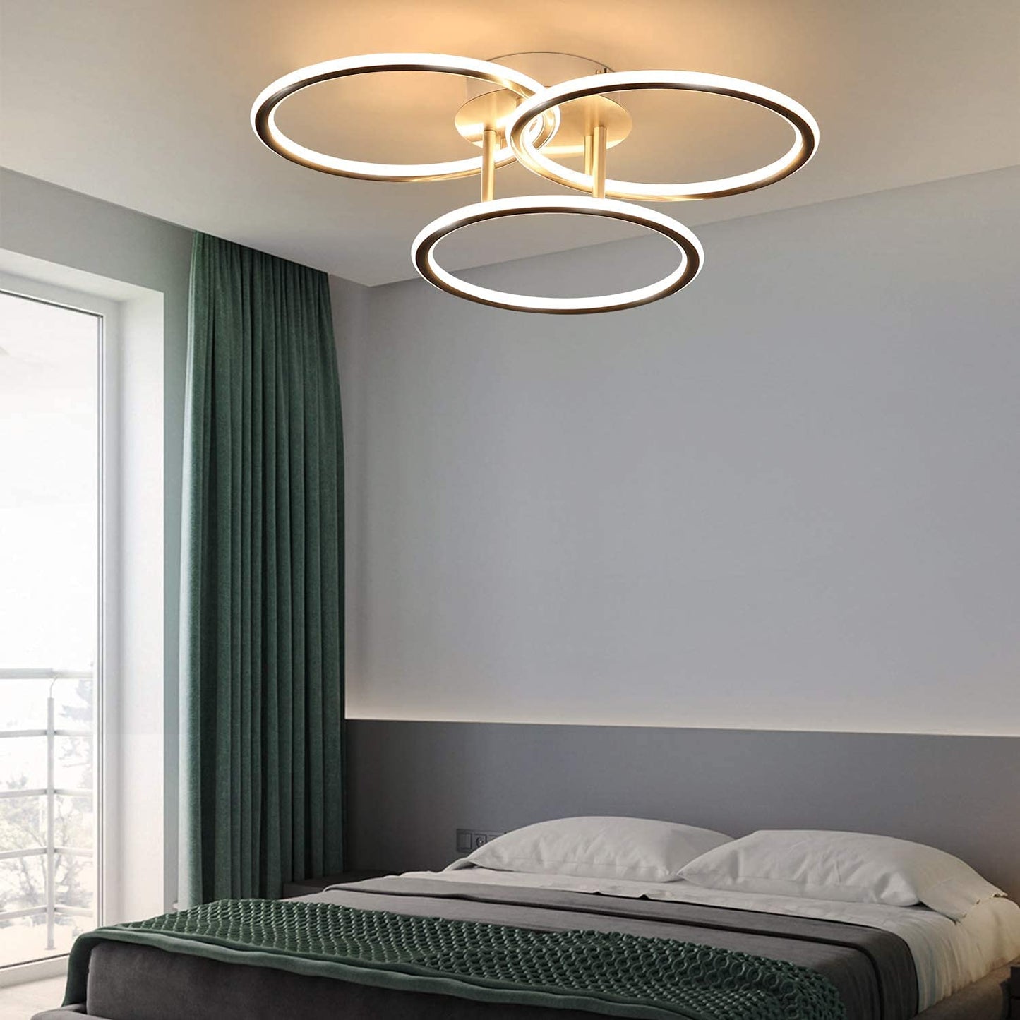 ZMH LED Deckenlampe Deckenleuchte Wohnzimmer-Modern Ringe Design Warmwei? Licht 3000K Schlafzimmerlampe 41W 3 Flammig aus Eisen und Aluminium B¨¹rolampe K¨¹chenlampe Flurlampe