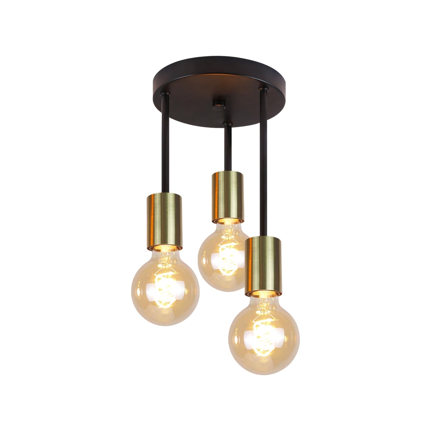 ZMH Deckenleuchte H?ngend 3 Flammig Deckenstrahler I Vintage Deckenlampe E27 Schwarz-Gold mit 3 Spots Kronleuchter Industrial Modern Deckenspots f¨¹r Esszimmer K¨¹che Flur Wohnzimmer Bar Restaurant