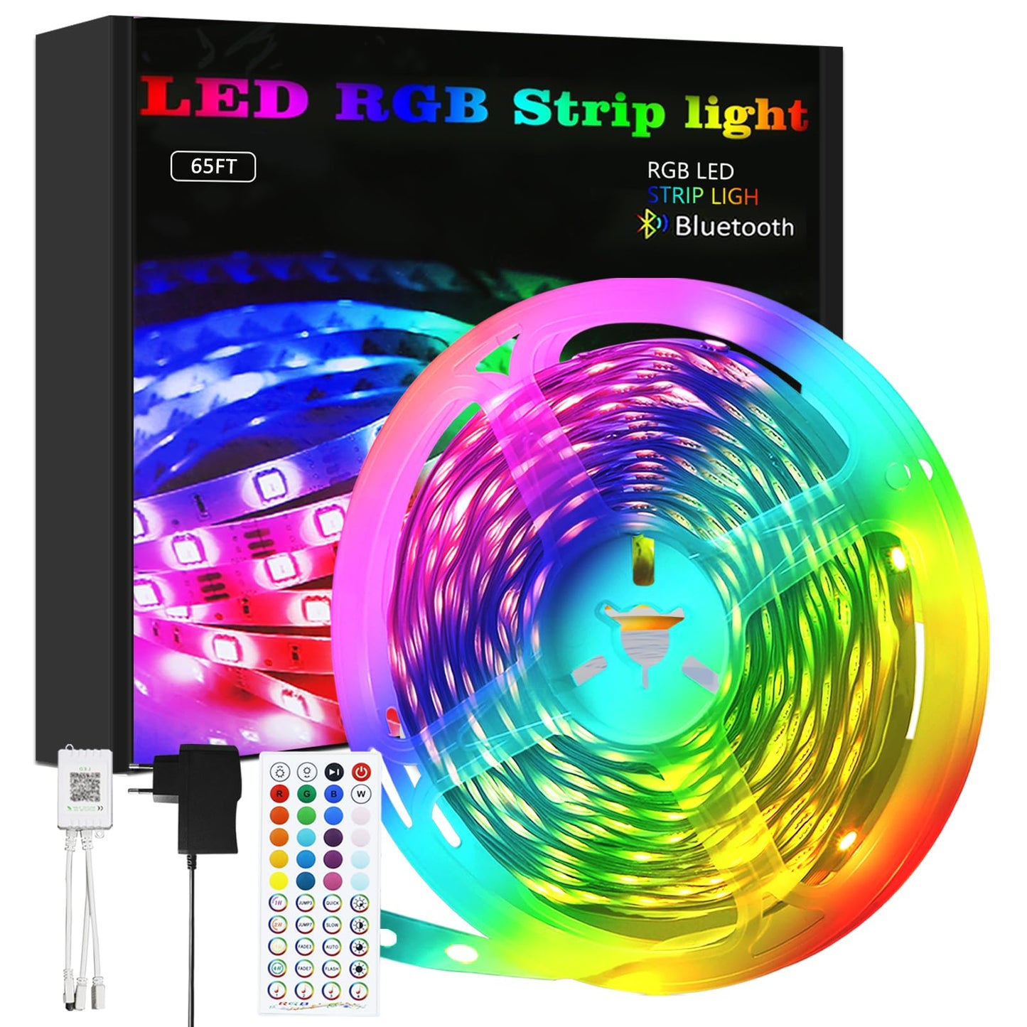ZMH RGB LED Strip 20m: 16 Mio Selbstklebend Streifen APP Steuerung Bluetooth Licht B?nder mit Fernbedienung Dimmbar Lichtleiste TV Hintergrundbeleuchtung Musik Sync f¨¹r Party Valentinstag Deko