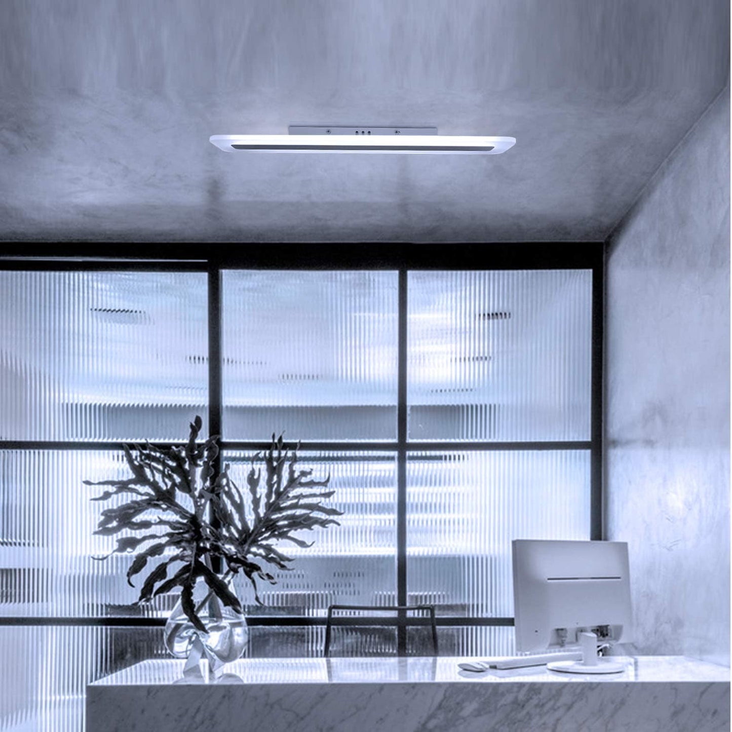 ZMH LED Deckenleuchte Deckenlampe Panel - Wohnzimmerlampe Dimmbar 60CM B¨¹rolampe Modern mit Fernbedienung Schlafzimmerlampe Flach K¨¹chenlampe Acryl Wei? Lang f¨¹r Flur Wohnzimmer Schlafzimmer B¨¹ro