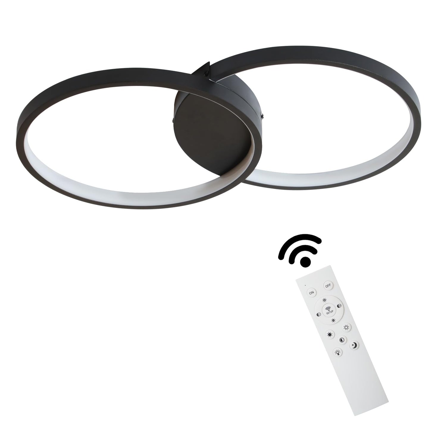 ZMH LED Deckenleuchte Wohnzimmer Deckenlampe - Schwarz 50CM Modern Wohnzimmerlampe 45W Dimmbar mit Fernbedienung Schlafzimmerlampe Metall Design k¨¹chenlampe f¨¹r Schlafzimmer Kinderzimmer
