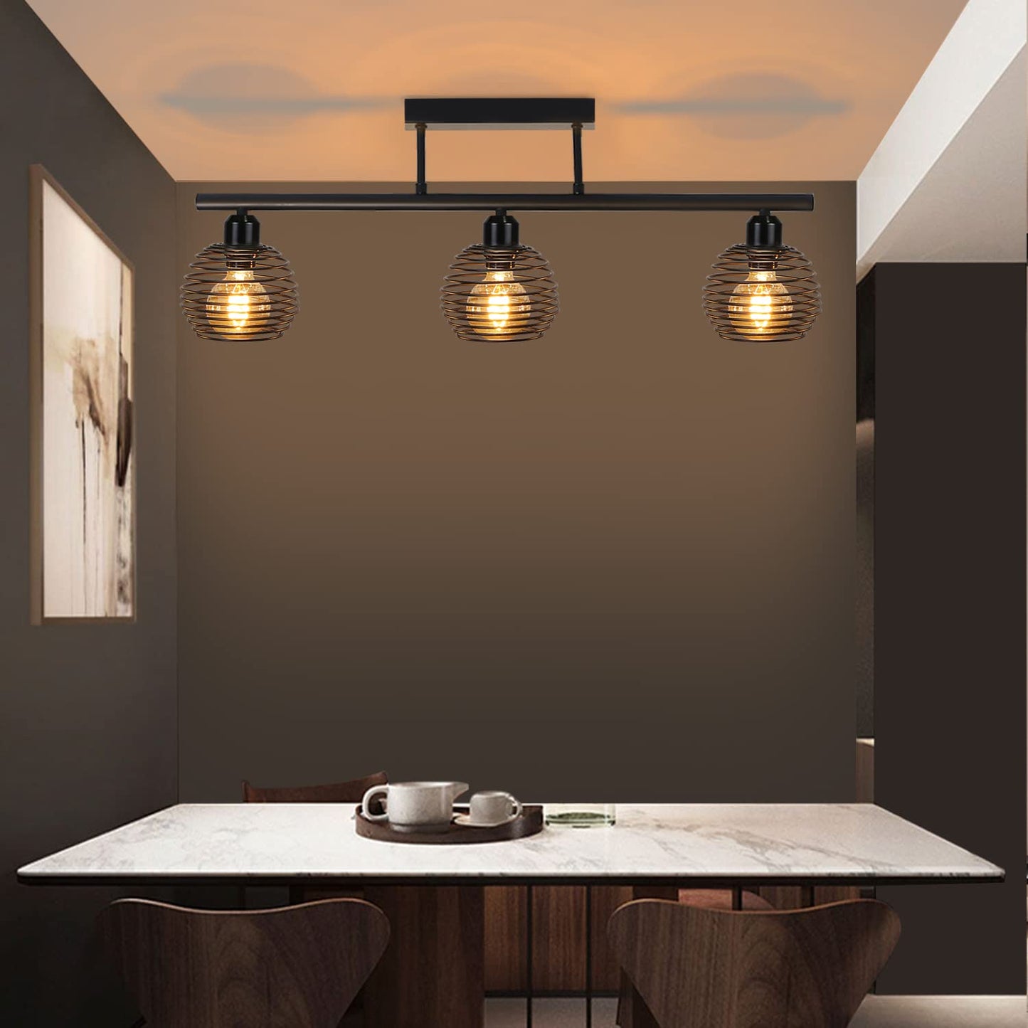 ZMH Deckenleuchte Vintage Deckenlampe Retro - E27 Industrial K¨¹chenlampe Schwarz Design Esszimmerlampe Deckenbeleuchtung f¨¹r Wohnzimmer Schlafzimmer K¨¹che Esszimmer Arbeitzimmer Esstisch max. 25W