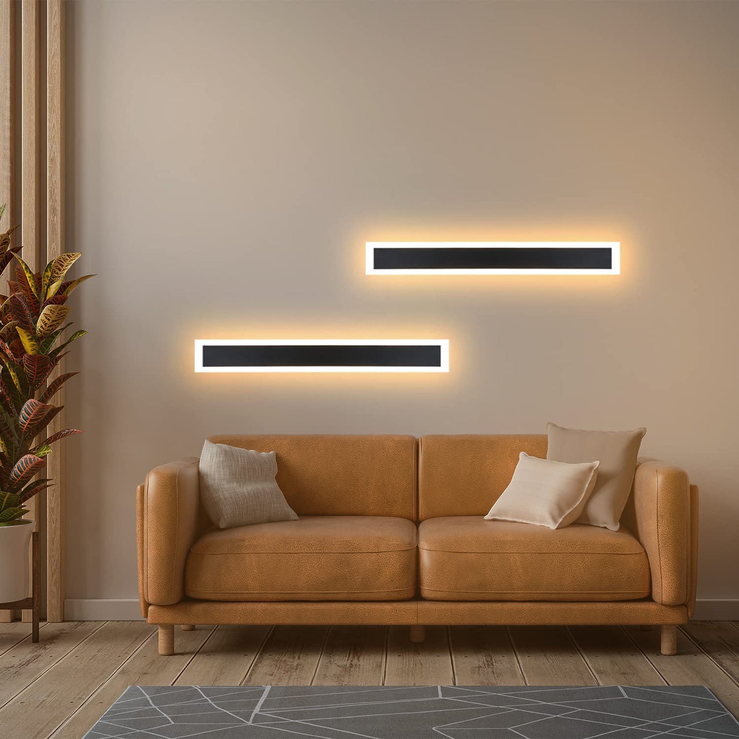 ZMH 2ER LED Wandleuchte Aussen Lange Wandlampe - 50CM Schwarz Au?enlampe Haus Wand Modern Aussenleuchte Villa Acryl Au?en IP65 Wasserdicht 10W 3000K Warmwei? Licht f¨¹r Innen Terrasse G?rten