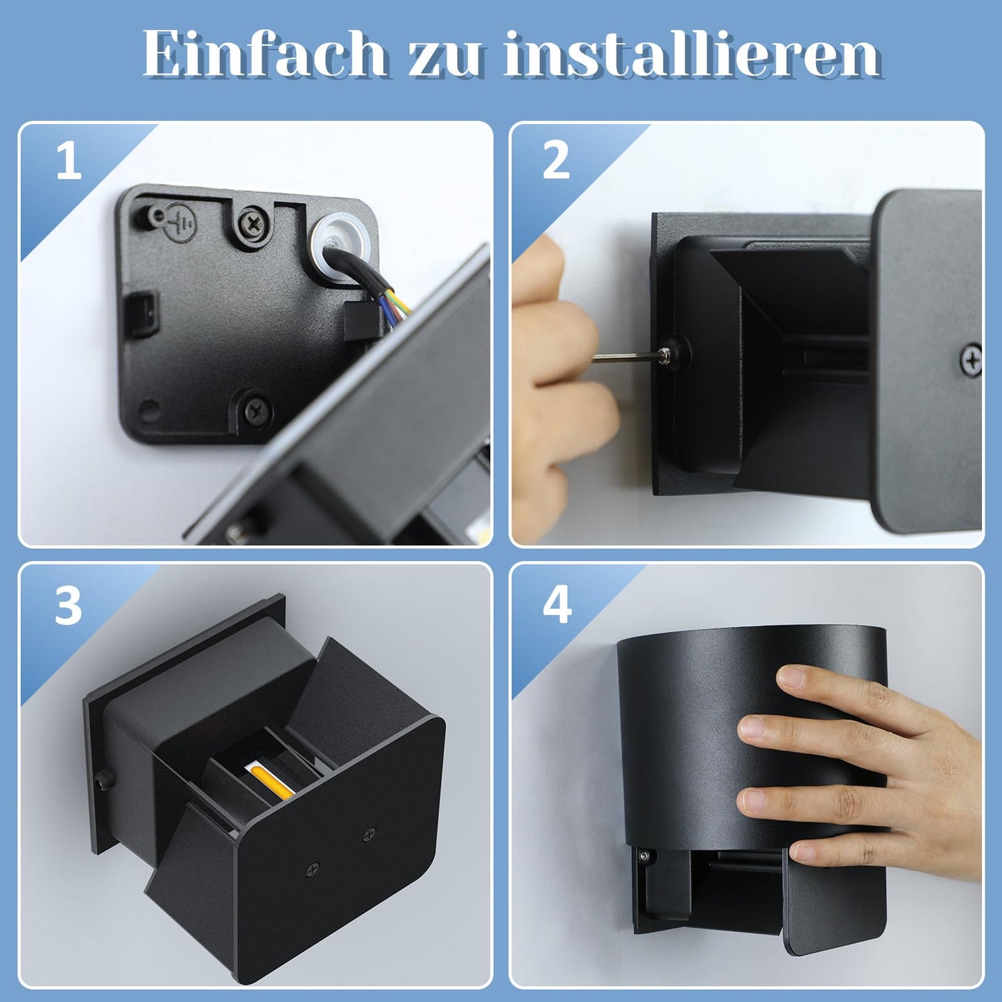 ZMH Wandleuchte Aussen LED Wandlampe innen: Au?enwandleuchten Schwarz Up Down Au?enlampe Wand 5W IP65 Wasserdicht Wandbeleuchtung einstellbar 3000K Warmwei? Au?enleuchte f¨¹r Wohnzimmer Treppenhaus