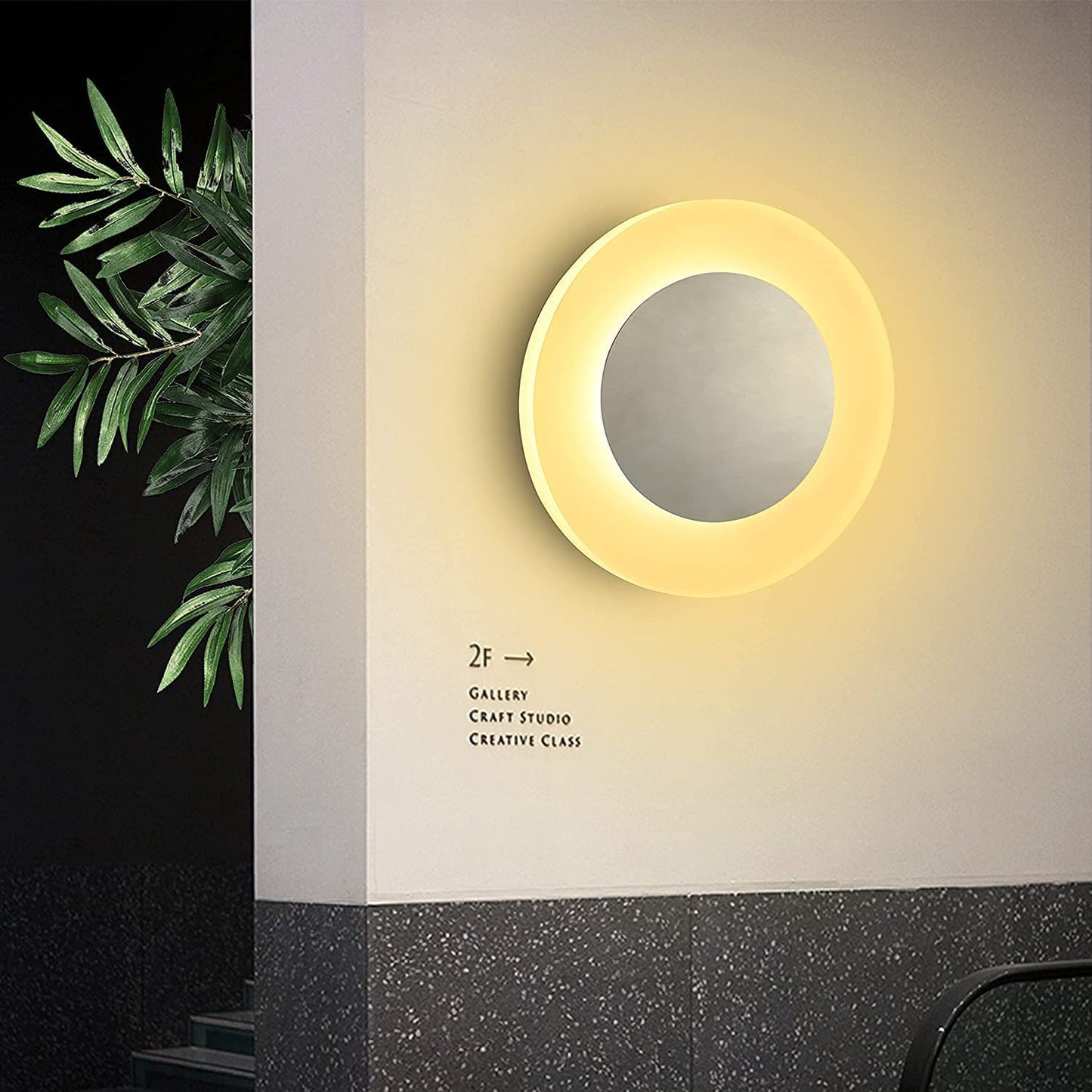 ZMH 2ER LED Wandlampe innen Wandleuchte: Modern Rund Flurlampe Warmwei? Eisen & Acryl ?16cm 6.9W Wandbeleuchtung f¨¹r Flur Treppenhaus Keller Schlafzimmer Wohnzimmer Arbeitszimmer Kinderzimmer