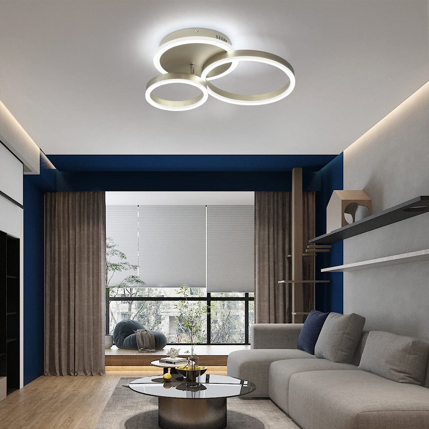 ZMH Led Deckenleuchte dimmbar Deckenlampe - Ring Design Wohnzimmerlampe mit Fernbedienung Schlafzimmerlampe Modern 46W Deckenbeleuchtung f¨¹r Wohnzimmer Schlafzimmer K¨¹che Esszimmer B¨¹ro