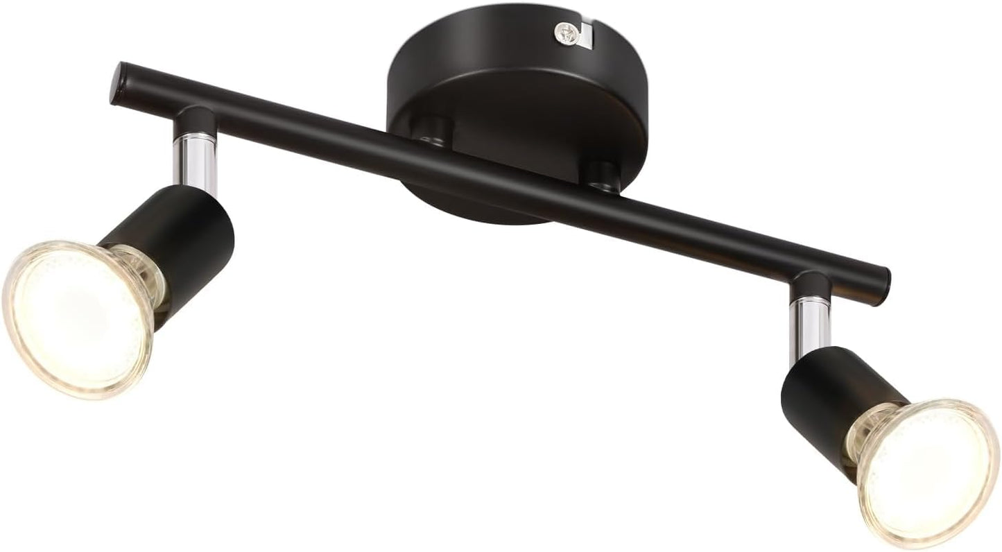 ZMH Deckenleuchte 2 Flammig Schwarz Deckenspot - Deckenstrahler LED Schwenkbar 330¡ã GU10 Strahlar Ceiling Deckenlampe Schlafzimmer Wandstrahler f¨¹r Flur Schlafzimmer Korrid Wohnzimmer
