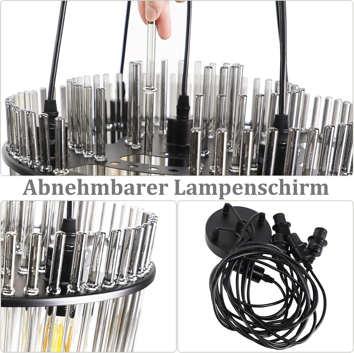 ZMH Hängelampe 5 Flammig Pendelleuchte Glas Hängeleuchte Modern