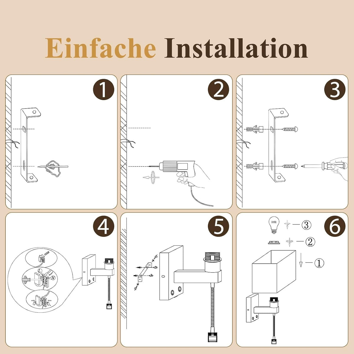 ZMH LED Wandleuchte Innen mit USB-Ladeanschluss und 2W Leselampe