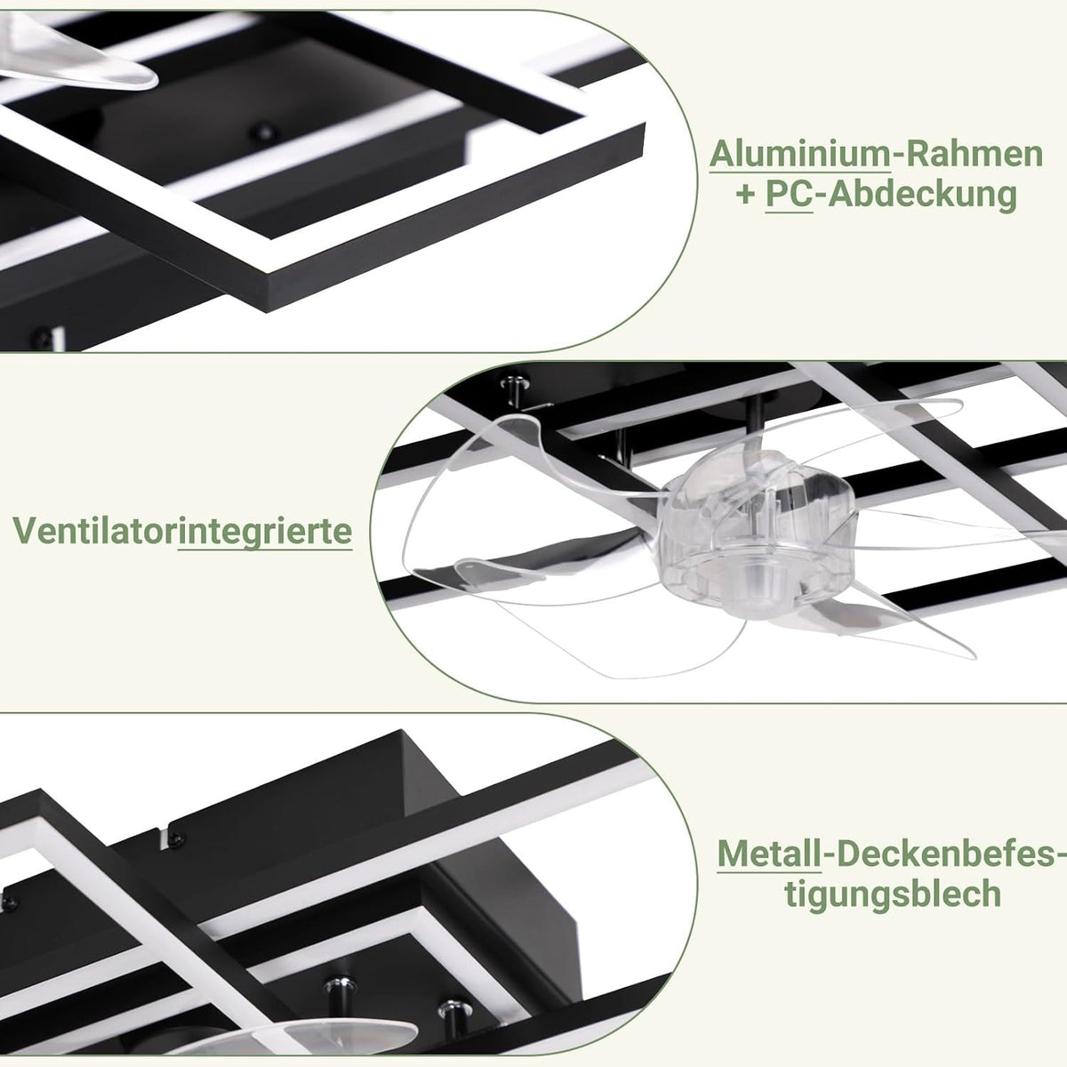 ZMH Deckenventilator mit Beleuchtung Deckenleuchte LED Deckenlampe