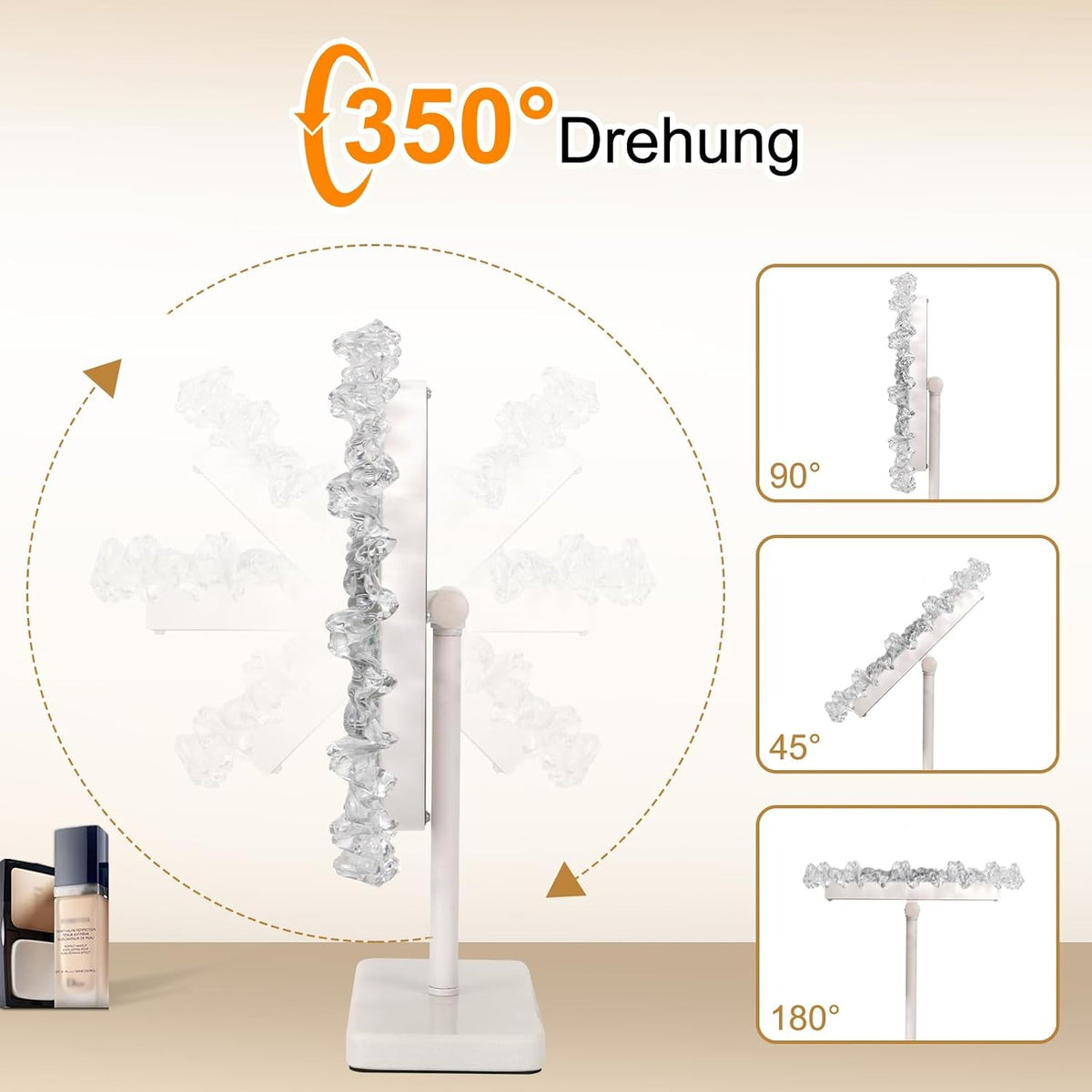 ZMH Rund Schminkspiegel mit Beleuchtung,30×38CM LED Hollywood Spiegel
