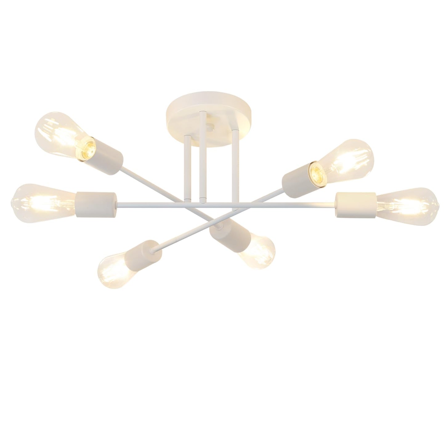 ZMH Deckenlampe Vintage Deckenleuchte Wohnzimmer E27 Retro Schlafzimmerlampe 6 Flammig Kronleuchter Wei? Esstischlampe Industriell Rustikal Stil Beleuchtung (ohne Leuchtmittel)