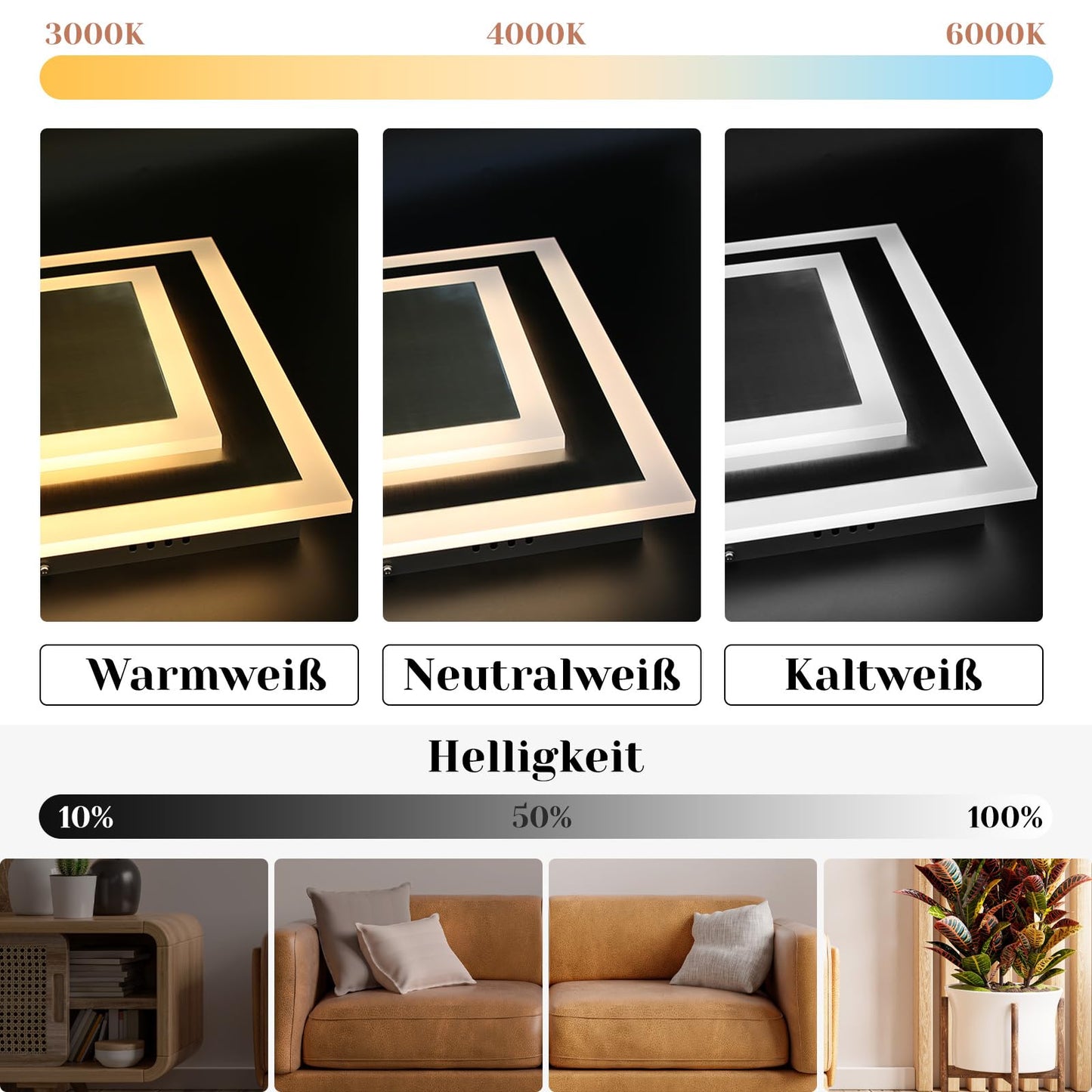 ZMH LED Deckenlampe Wohnzimmer Deckenleuchte Dimmbar - 40cm Wohnzimmerlampe mit Fernbedienung 41W Schlafzimmerlampe Quadratisch Metall Acryl Schlafzimmerlampe f¨¹r Schlafzimmer K¨¹che B¨¹ro Flur