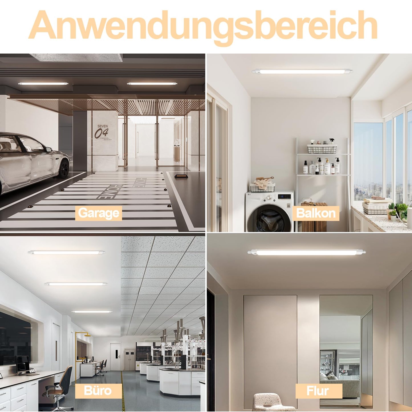 ZMH LED Feuchtraumleuchte 120CM mit Bewegungsmelder Deckenlampe - 36W Werkstattlampe IP65 Wasserfest Kellerlampe Neutralwei? 4000K Leuchtstoffr?hre f¨¹r Garage Werkstatt K¨¹che Warenhaus Bad B¨¹ro