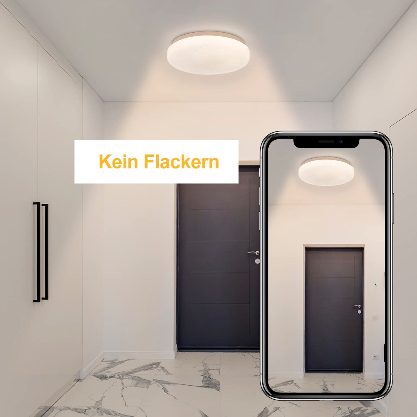 ZMH Deckenlampe LED Deckenleuchte Schlafzimmer - 15W Schlafzimmerlampe Sternenhimmel Warmweiß Ø21cm Küchenlampe Klein Flurlampe Rund Küche Deckenbeleuchtung Sternendekor für Flur Kinderzimmer