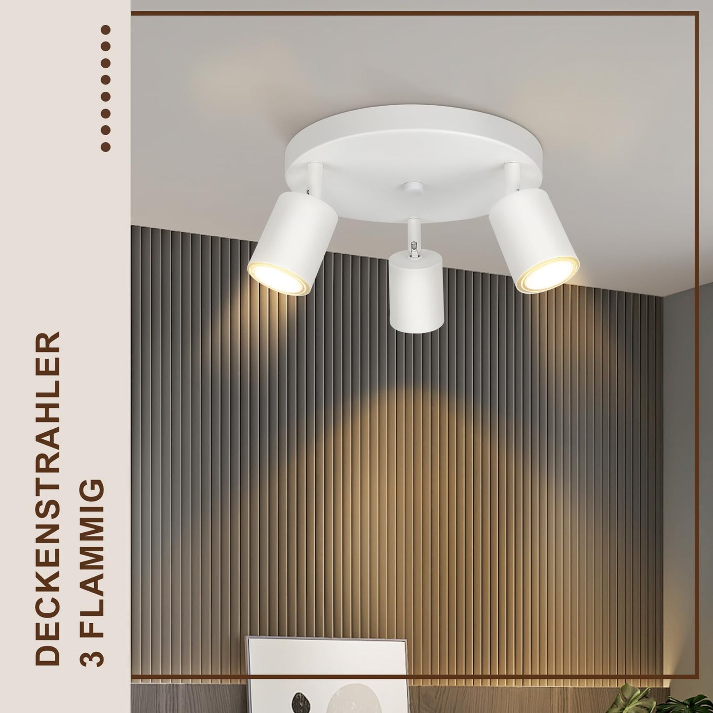 ZMH LED Deckenlampe Flur Deckenleuchte Wohnzimmer - Deckenstrahler 3 Flammig Modern Strahler Wei? Rund Deckenspots GU10 Metall Flurlampe Spot Schwenkbar Design Spotleuchte f¨¹r Schlafzimmer K¨¹che