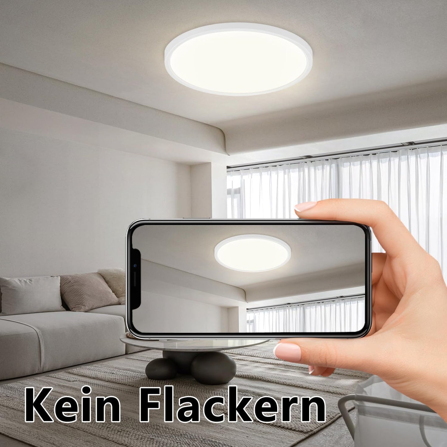 ZMH Deckenlampe LED Deckenleuchte Badezimmer - ?30cm Schlafzimmerlampe Flach K¨¹chenlampe 4000K Badezimmerlampe 18W Schlafzimmer Deckenbeleuchtung Badlampe IP44 Flurlampe Rund f¨¹r K¨¹che Flur Bad