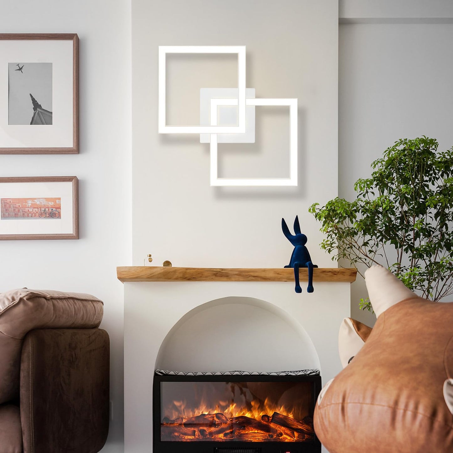 ZMH Deckenlampe LED Deckenleuchte K¨¹che - Modern K¨¹chenlampe 24W Wohnzimmerlampe Design Flurlampe Warmwei? Schlafzimmerlampe Flur Deckenbeleuchtung Eckig Wei? f¨¹r Wohnzimmer Schlafzimmer
