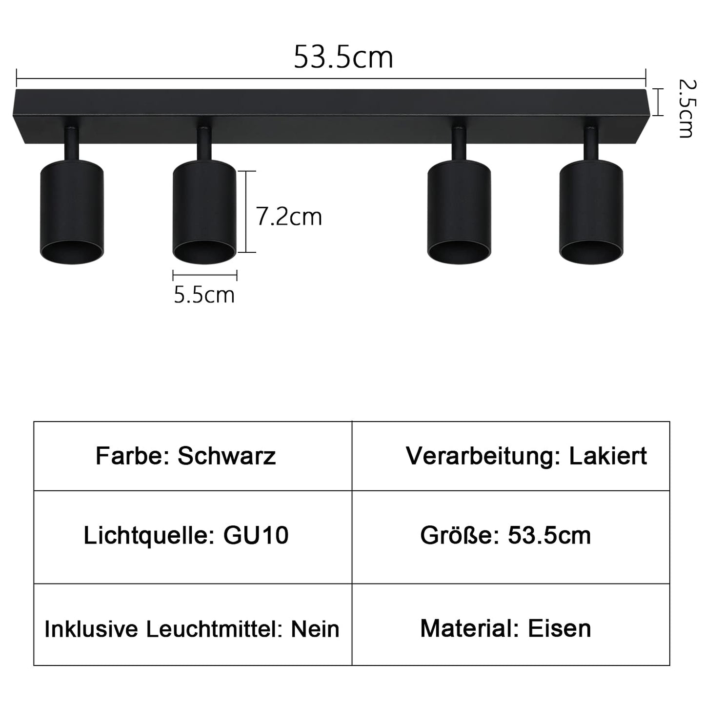 ZMH Deckenstrahler 4 Flammig Deckenlampe Wohnzimmer - Schwarz Deckenleuchte Modern GU10 Deckenspot Schwenkbar 350¡ã MAX.25W K¨¹chenlampe Spot f¨¹r Schlafzimmer K¨¹che Flur