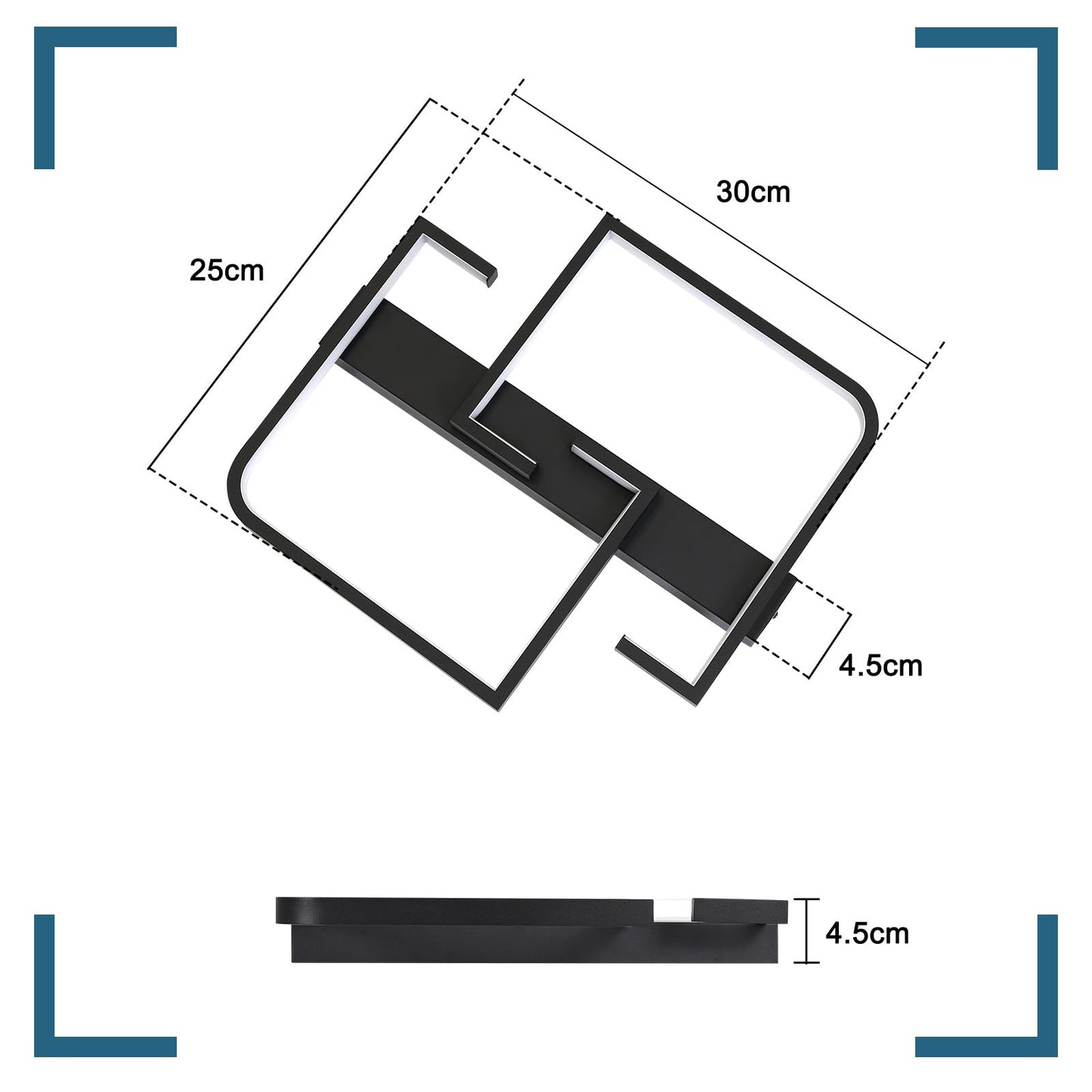 ZMH Deckenleuchte LED Deckenlampe Schwarz Klein Flurlampe 19W 30CM K¨¹chenlampe Modern Warmwei? 3000K Geometrie Design Schlafzimmerlampe f¨¹r Flur Schlafzimmer K¨¹che Wohnzimmer Studio