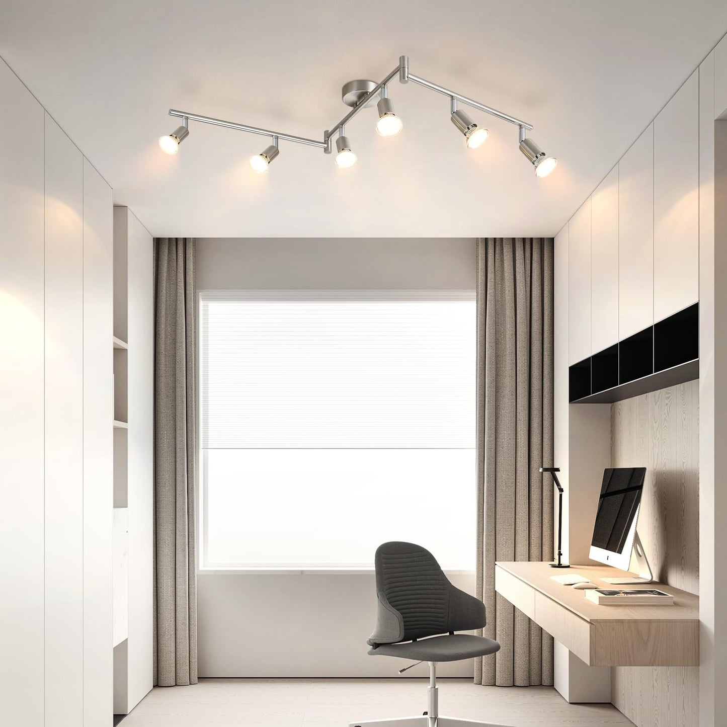 ZMH LED Deckenstrahler 6 Flammig Wohnzimmer - Deckenleuchte Modern Deckenlampe GU10 Deckenspot Schwenkbar 330¡ãDrehbar Spot Strahler Lampe Edelstahl Decke Schlafzimmer innen Ohne Leuchtmittel