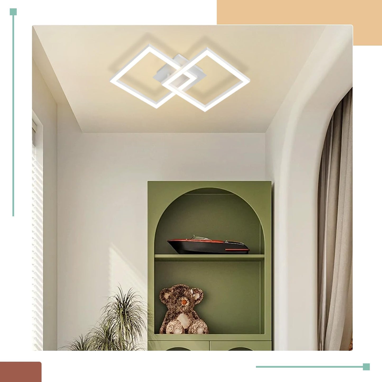 ZMH Deckenlampe LED Deckenleuchte K¨¹che - Modern K¨¹chenlampe 24W Wohnzimmerlampe Design Flurlampe Warmwei? Schlafzimmerlampe Flur Deckenbeleuchtung Eckig Wei? f¨¹r Wohnzimmer Schlafzimmer