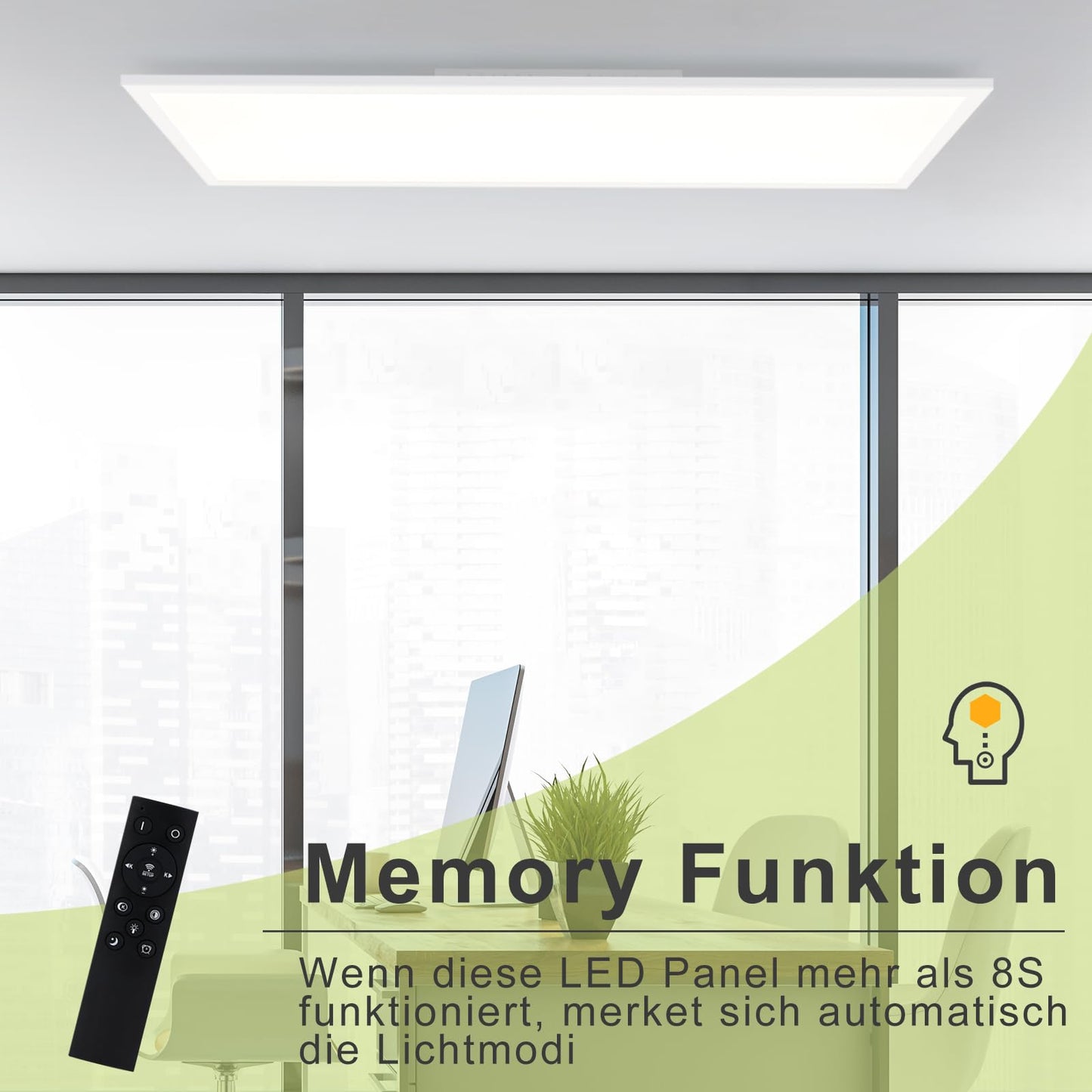 ZMH Deckenlampe LED Deckenleuchte Panel - K¨¹chenlampe Dimmbar mit Fernbedienung Wohnzimmerlampe Flach 42W K¨¹che Deckenbeleuchtung Lang Deckenpanel 100x25 cm f¨¹r Wohnzimmer Schlafzimmer B¨¹ro