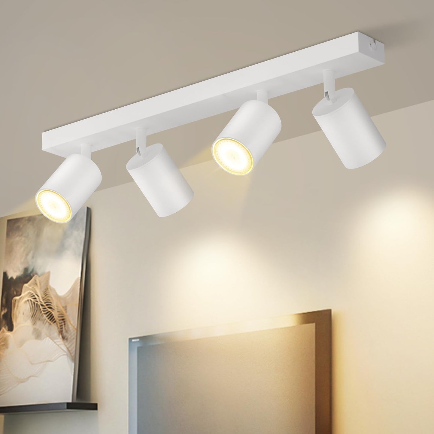 ZMH Deckenstrahler 4 Flammig Deckenlampe Wohnzimmer - Weiss Deckenleuchte Modern GU10 Deckenspot Schwenkbar 350¡ã MAX.25W K¨¹chenlampe Spot f¨¹r Schlafzimmer K¨¹che Flur (ohne Leuchtmittel)