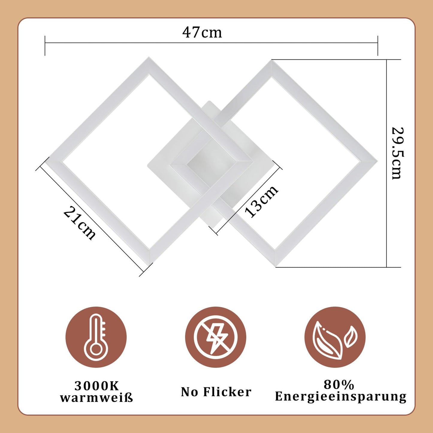 ZMH Deckenlampe LED Deckenleuchte K¨¹che - Modern K¨¹chenlampe 24W Wohnzimmerlampe Design Flurlampe Warmwei? Schlafzimmerlampe Flur Deckenbeleuchtung Eckig Wei? f¨¹r Wohnzimmer Schlafzimmer