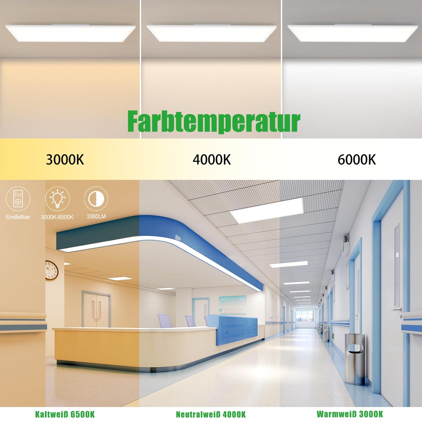 ZMH Deckenlampe LED Deckenleuchte Panel - K¨¹chenlampe Dimmbar mit Fernbedienung Wohnzimmerlampe Flach 42W K¨¹che Deckenbeleuchtung Lang Deckenpanel 100x25 cm f¨¹r Wohnzimmer Schlafzimmer B¨¹ro