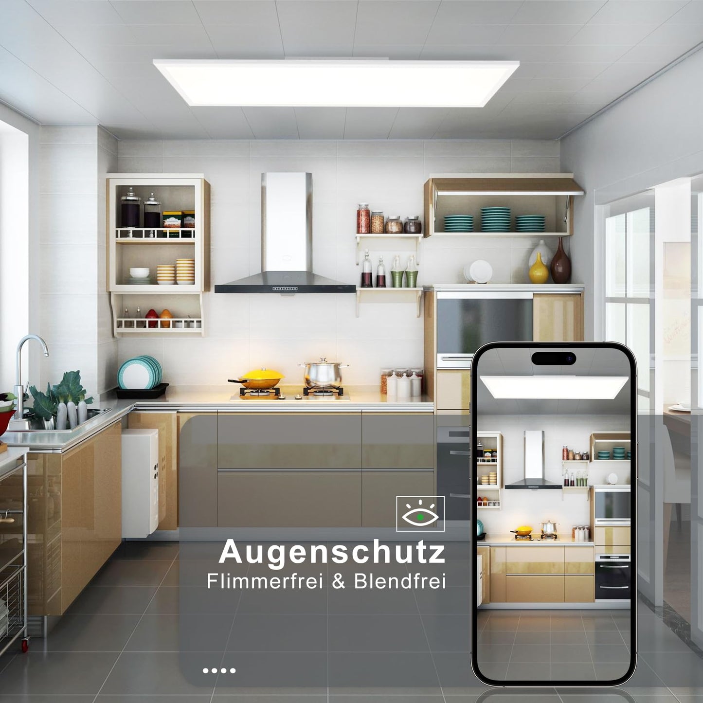 ZMH Deckenlampe LED Deckenleuchte Panel - K¨¹chenlampe Dimmbar mit Fernbedienung Wohnzimmerlampe Flach 42W K¨¹che Deckenbeleuchtung Lang Deckenpanel 100x25 cm f¨¹r Wohnzimmer Schlafzimmer B¨¹ro