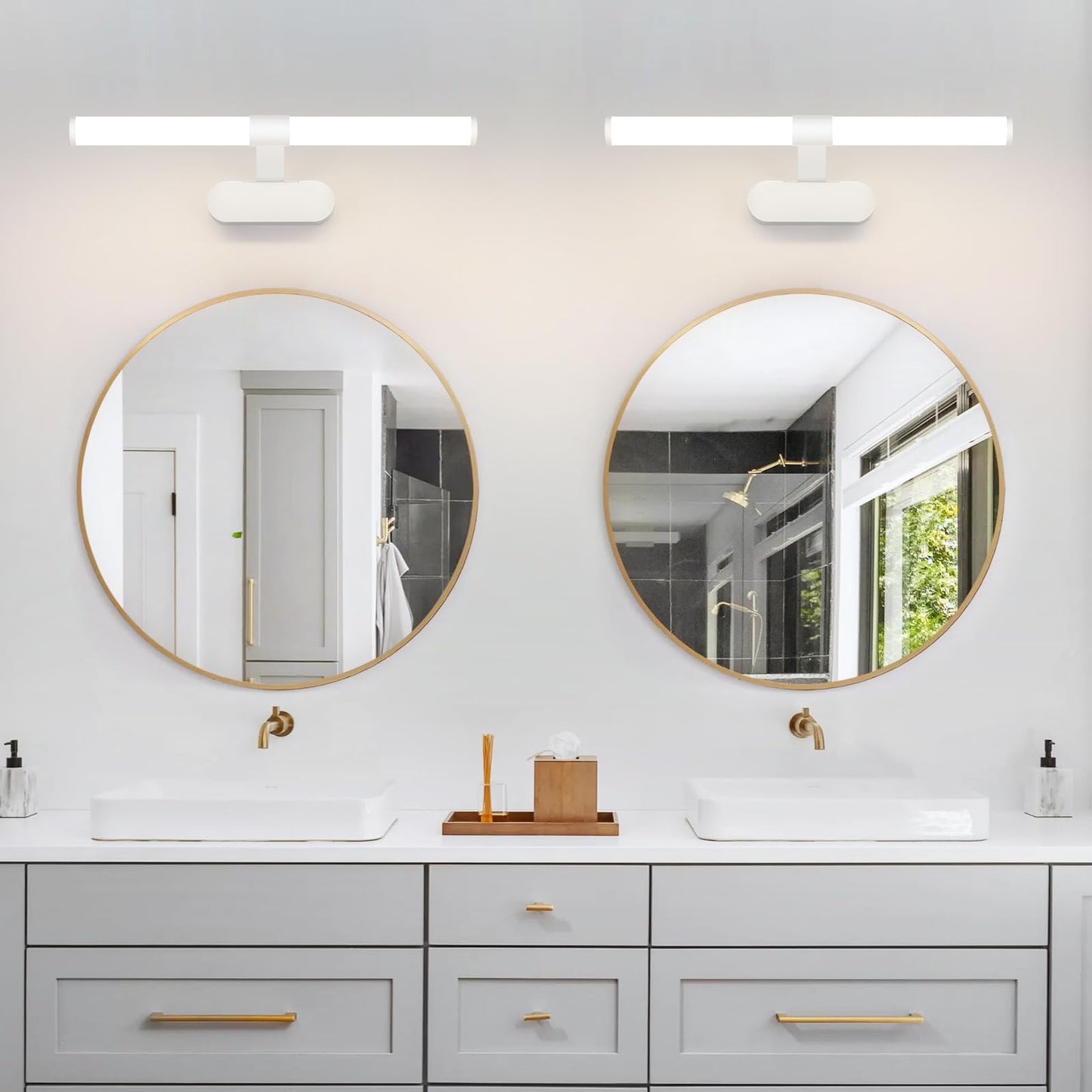 ZMH LED Spiegelleuchte Bad 40CM - Spiegellampe Badezimmer 6W Badleuchte Wand Wasserdicht IP44 Wandlampe Modern Neutralwei? 4000K Badlampe Wei? Wandleuchte f¨¹r Keller K¨¹che Badschrank