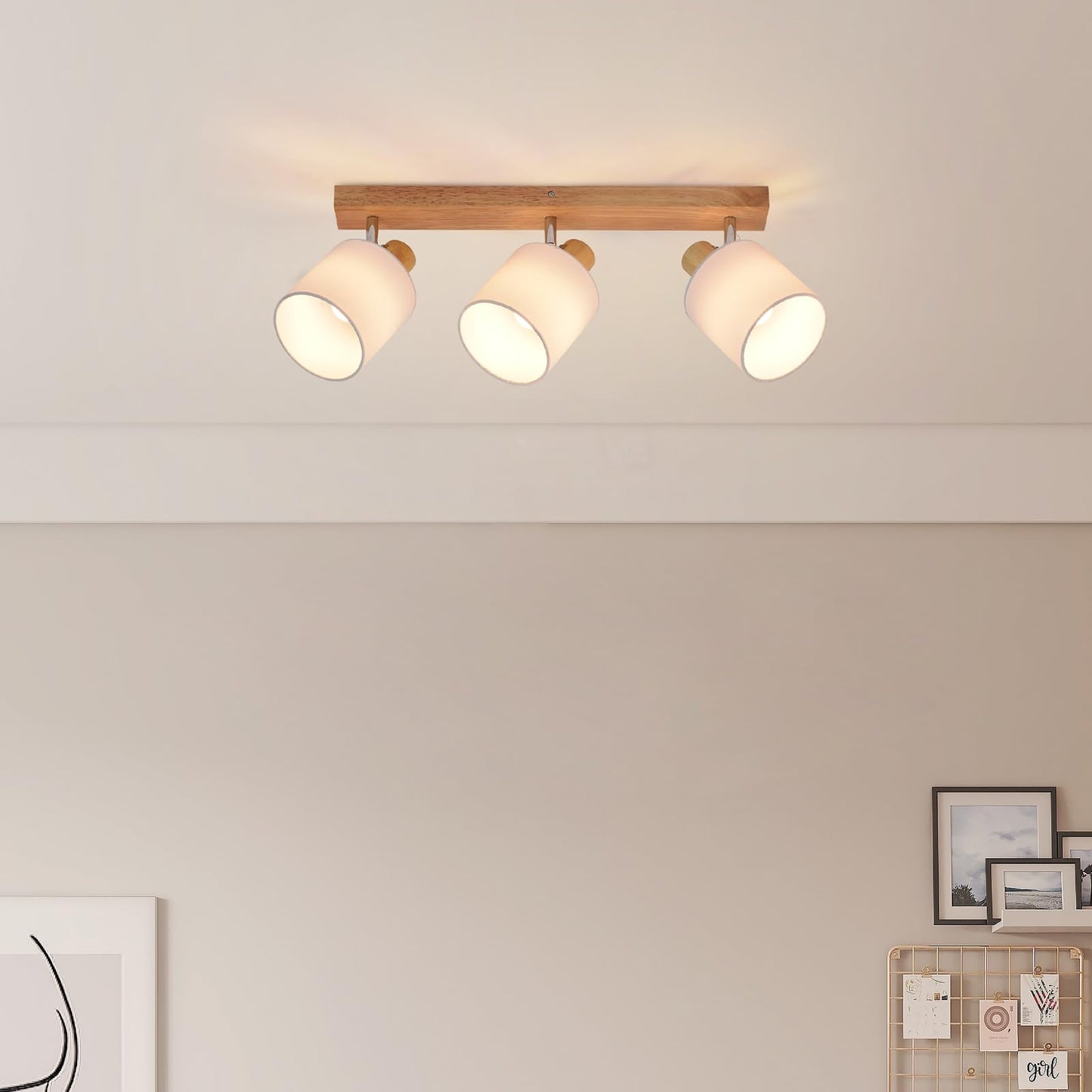 ZMH Deckenleuchte 3 Flammig Deckenlampe Flur - Deckenstrahler Modern Holz Deckenspot Wandstrahler Schwenkbar 350¡ã E14 MAX.25W lampe f¨¹r Wohnzimmer Schlafzimmer K¨¹che (ohne Leuchtmittel)