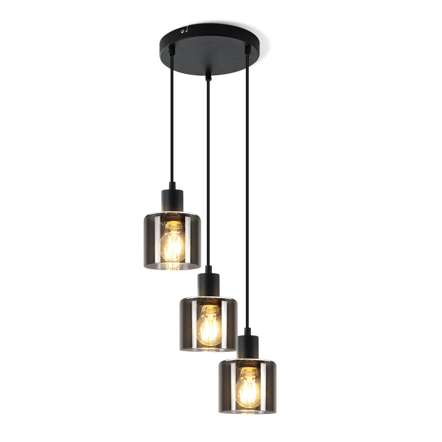 ZMH Pendelleuchte Esstisch H?ngelampe Wohnzimmer - Esstischlampe H?ngend E27 H?ngeleuchte 3 Flammig Vintage Esszimmerlampe Industrial H?henverstellbar Pendellampe f¨¹r Hotel B¨¹ro (ohne Leuchtmittel)