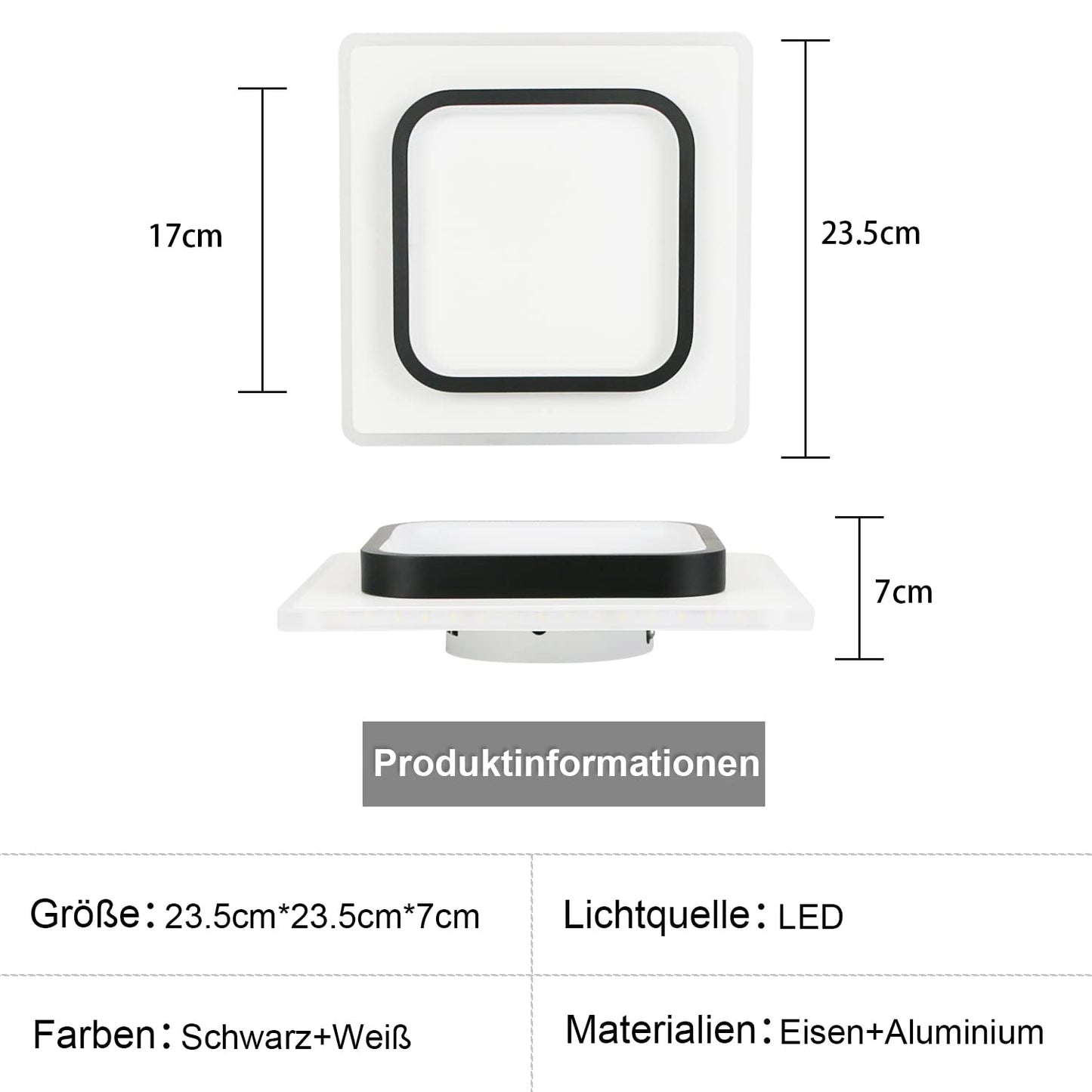 ZMH LED Deckenlampe Schlafzimmer Modern Deckenleuchte - Warmwei? Flurlampe Schwarz Schlafzimmerlampe 16W Acryl Wohnzimmerlampe Klein Design K¨¹chenlampe f¨¹r Flur Wohnzimmer Kinderzimmer K¨¹che