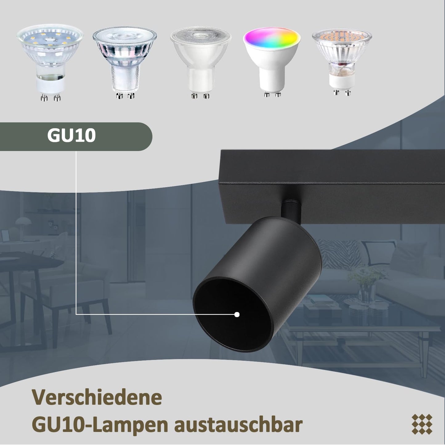ZMH Deckenlampe 2 Flammig Deckenstrahler Schwarz - Flur Deckenleuchte GU10 Modern Deckenspot Schwenkbar 350¡ã MAX.25W Wandstrahler lampe f¨¹r Wohnzimmer Schlafzimmer K¨¹che (ohne Leuchtmittel)