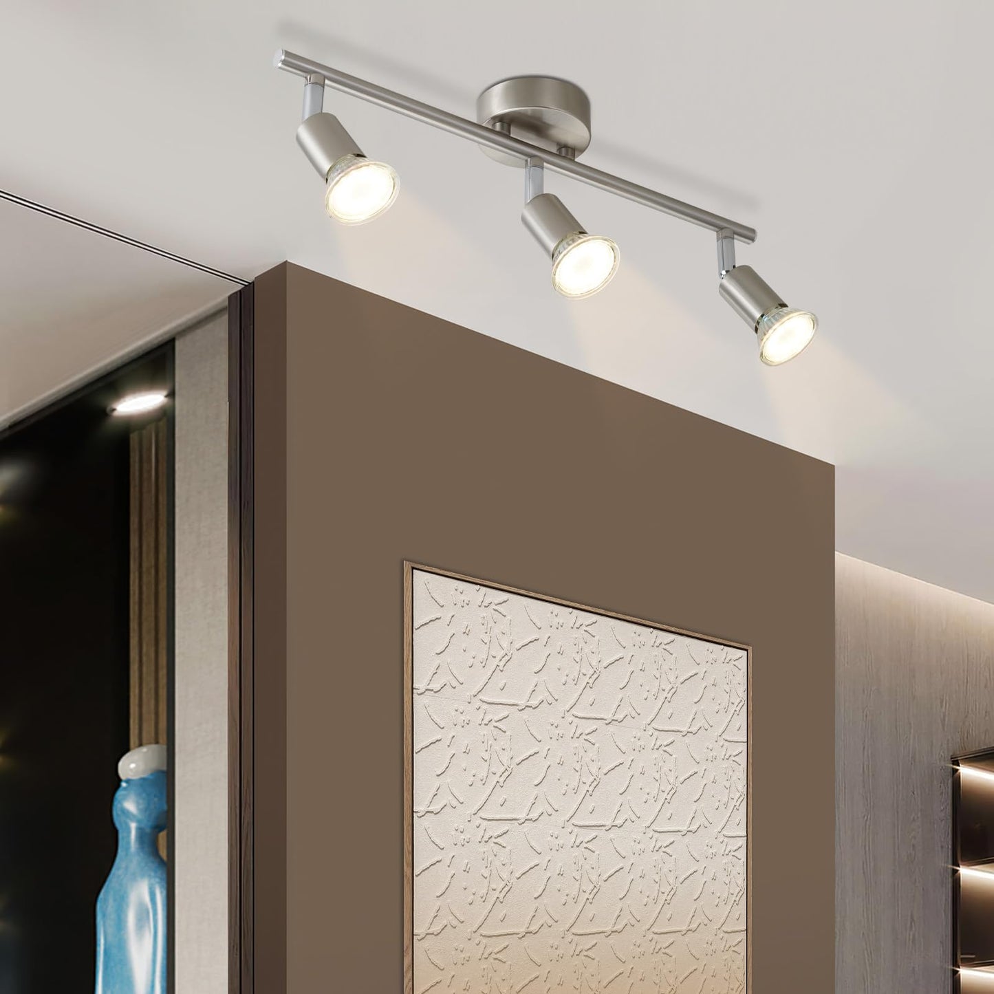 ZMH LED Deckenstrahler 3 Flammig Schwenkbar - Flur Deckenlampe Modern Deckenleuchte GU10 Deckenspot 350¡ãDrehbar Strahler Lampe Edelstahl Decke Wohnzimmer Schlafzimmer Ohne Leuchtmittel