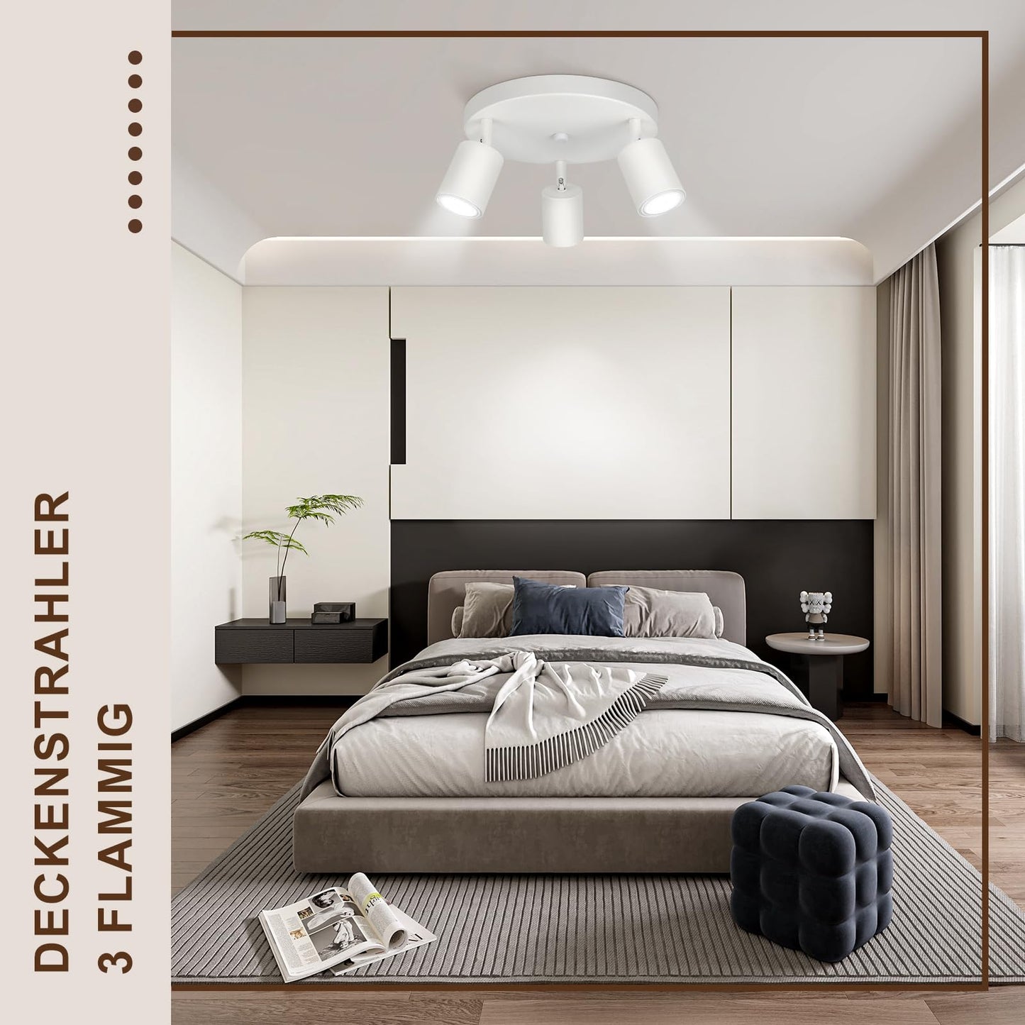 ZMH LED Deckenlampe Flur Deckenleuchte Wohnzimmer - Deckenstrahler 3 Flammig Modern Strahler Wei? Rund Deckenspots GU10 Metall Flurlampe Spot Schwenkbar Design Spotleuchte f¨¹r Schlafzimmer K¨¹che